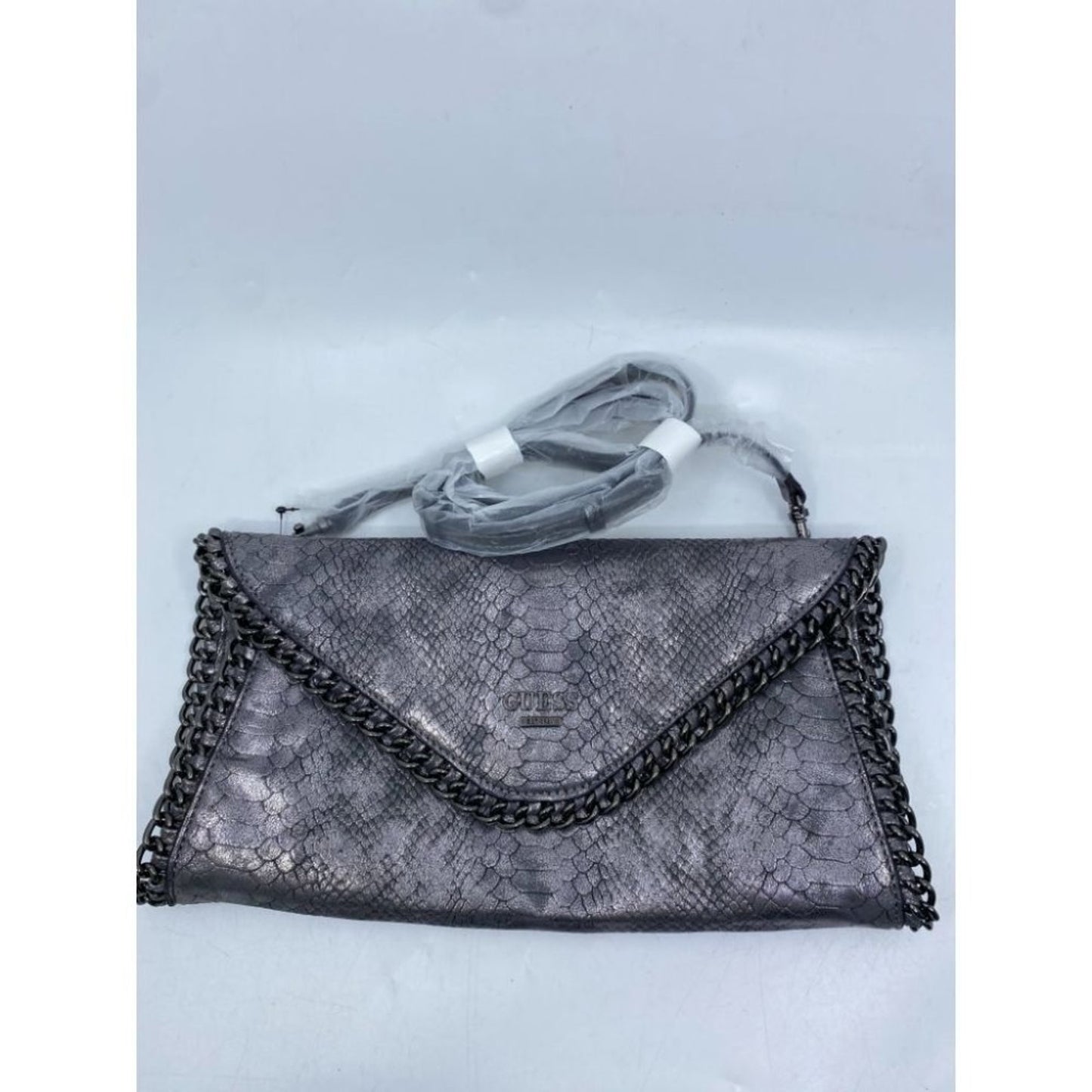 Guess Gray Snakeskin Faux Leather Shoulder Bag