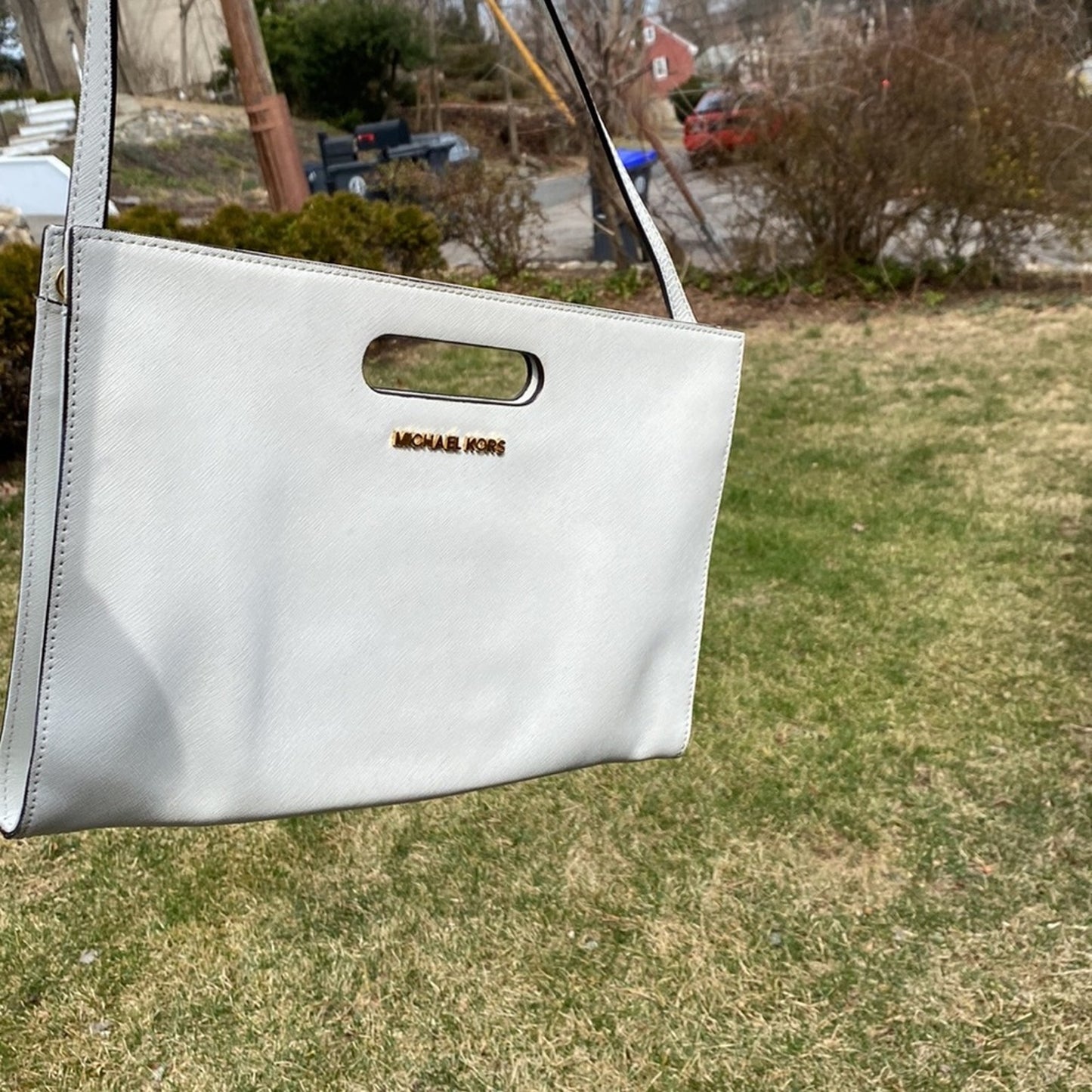 michael kors small handbag white leather hobo bag