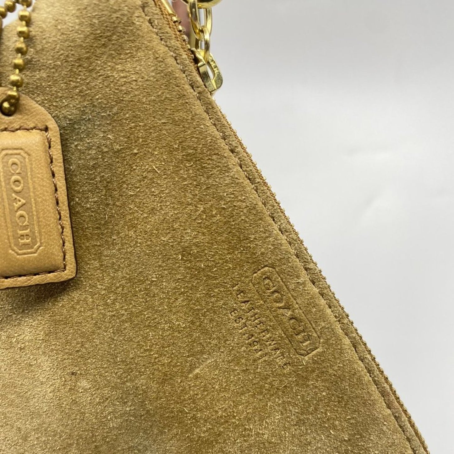 COACH Tan Velvet Fabric Wristlet