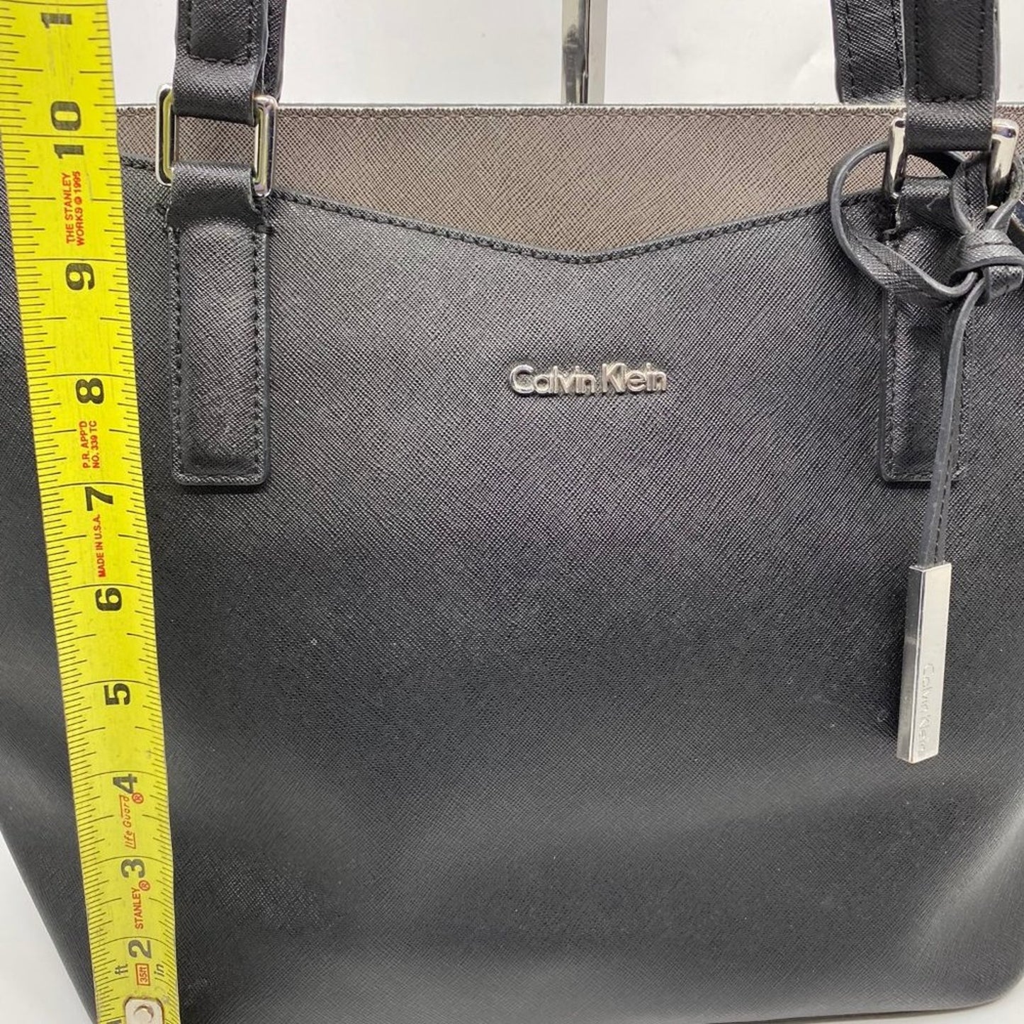 Calvin Klein Black Large Saffiano Leather Tote Bag