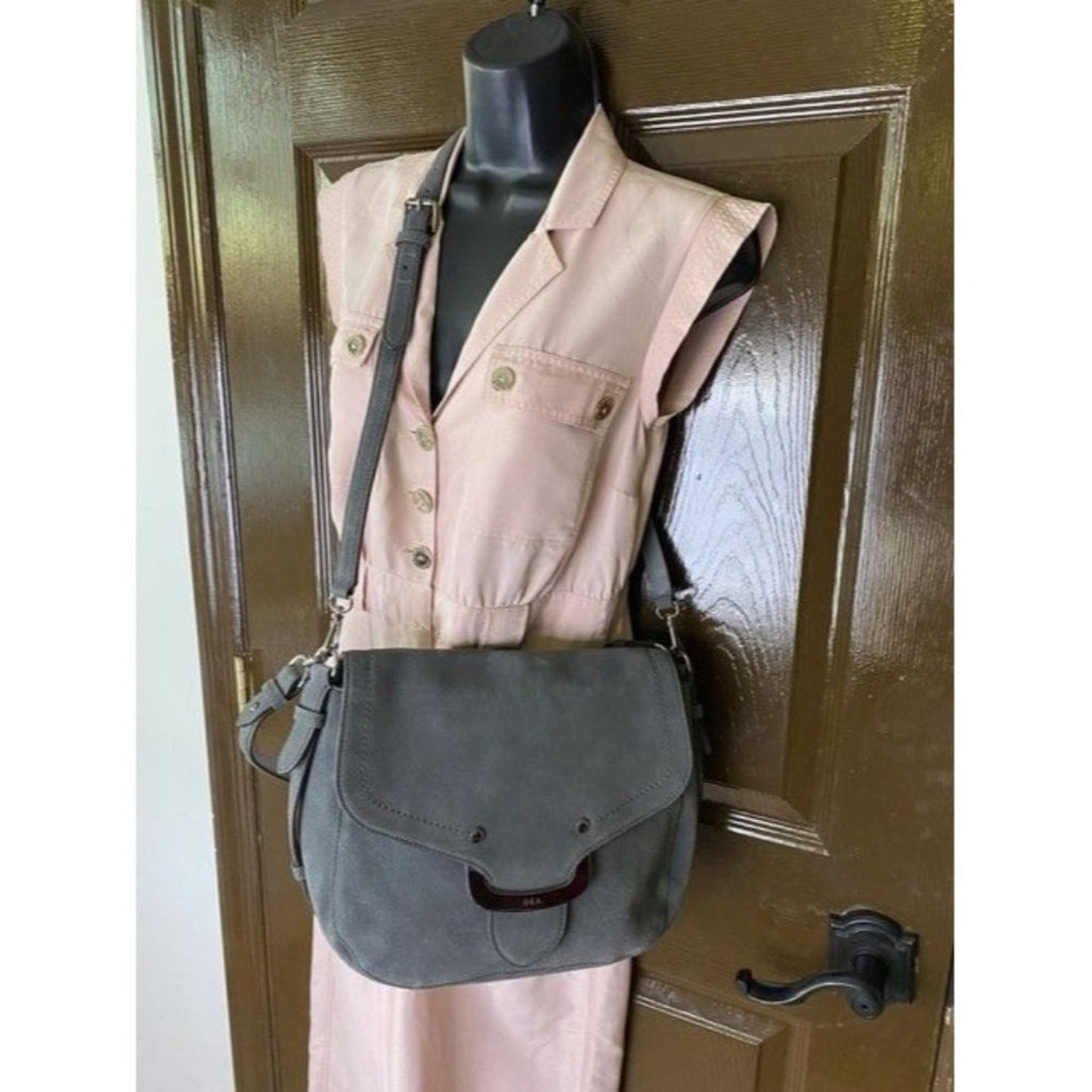 Polo Ralph Lauren Glenmore Saddle Gray Sport Suede Cross Body Bag