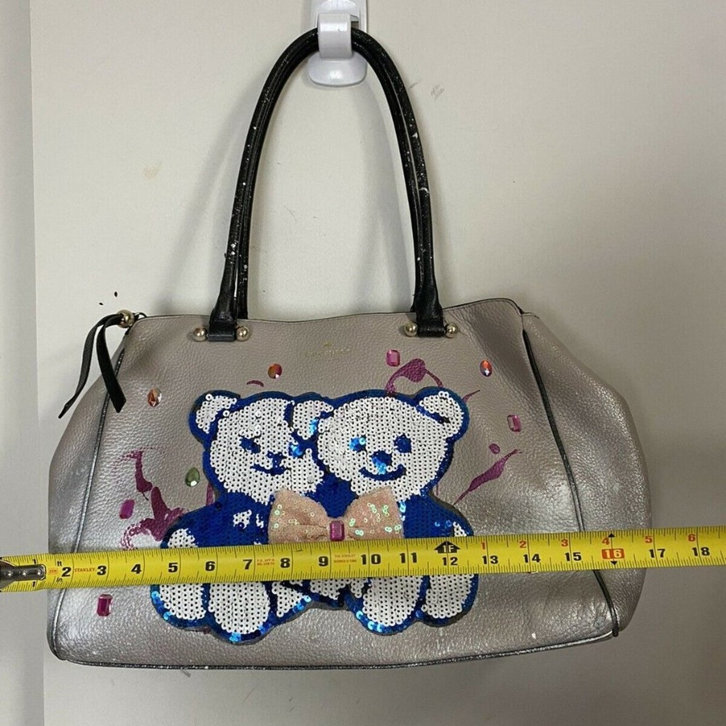 Kate Spade Large Leather Tote Customized With Bear