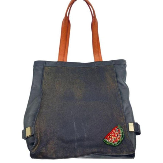 Botkier w/Customized Appliqués Large Gray Tan Tote