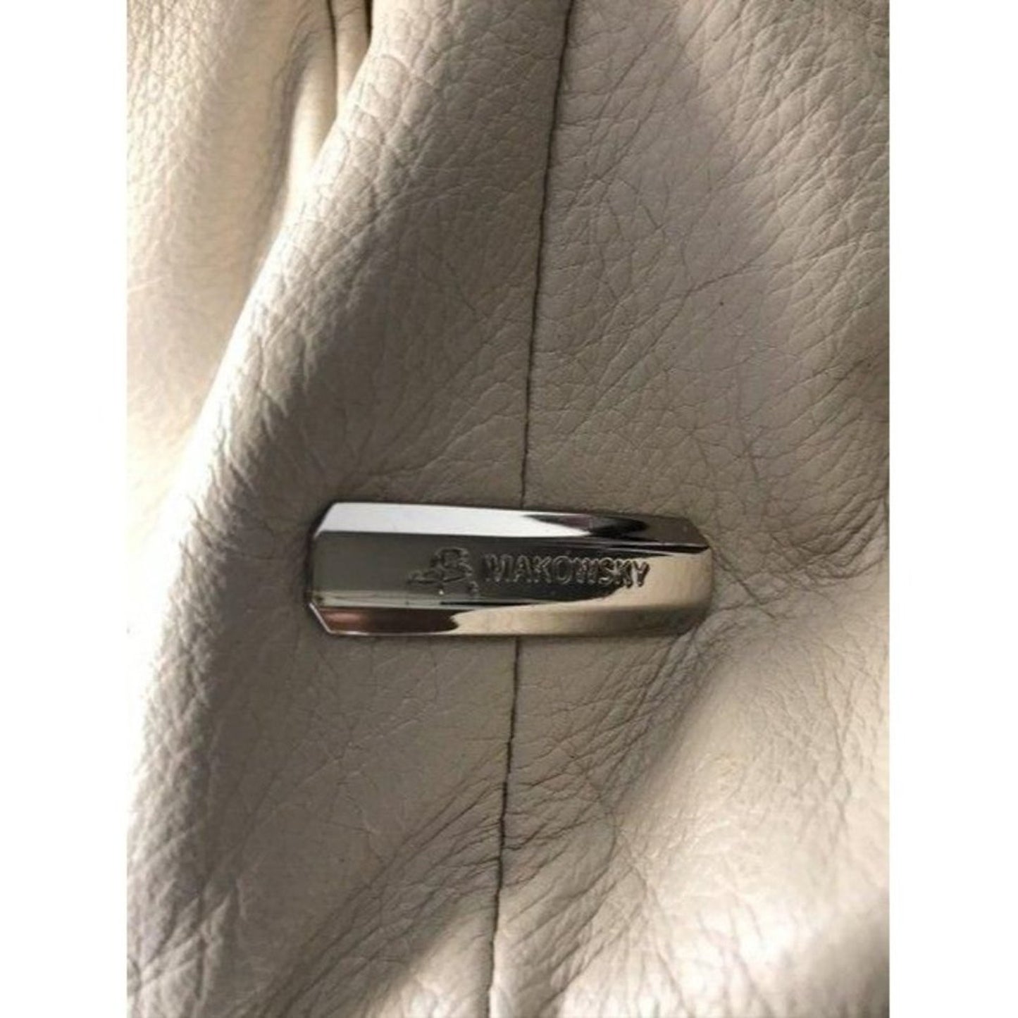 b makowsky cream leather shoulder bag