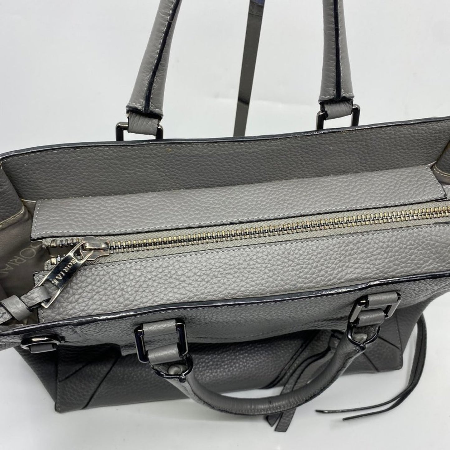 Sorial Gray Grain Leather Handbag