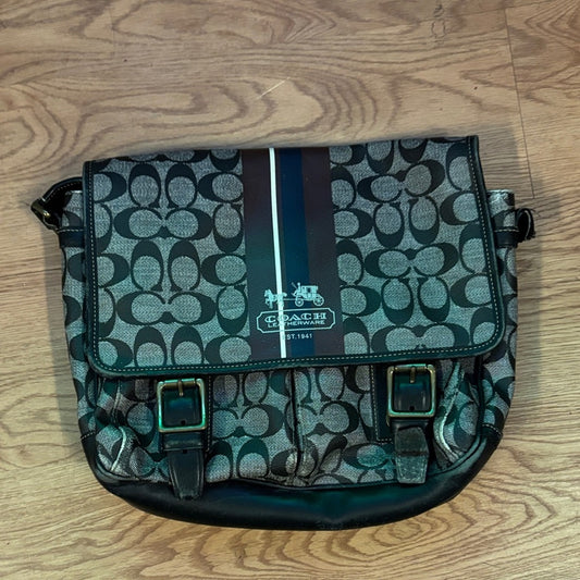 Coach Signature Black and Gray Messenger Bag