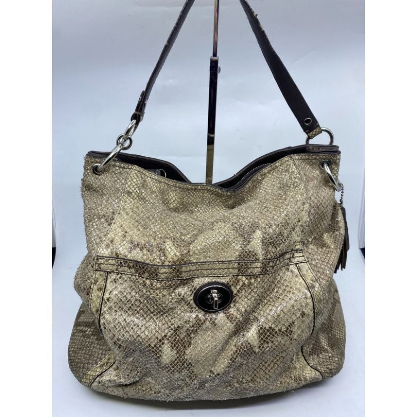 COACH Animal Embossed Leather Tan Shoulder Bag