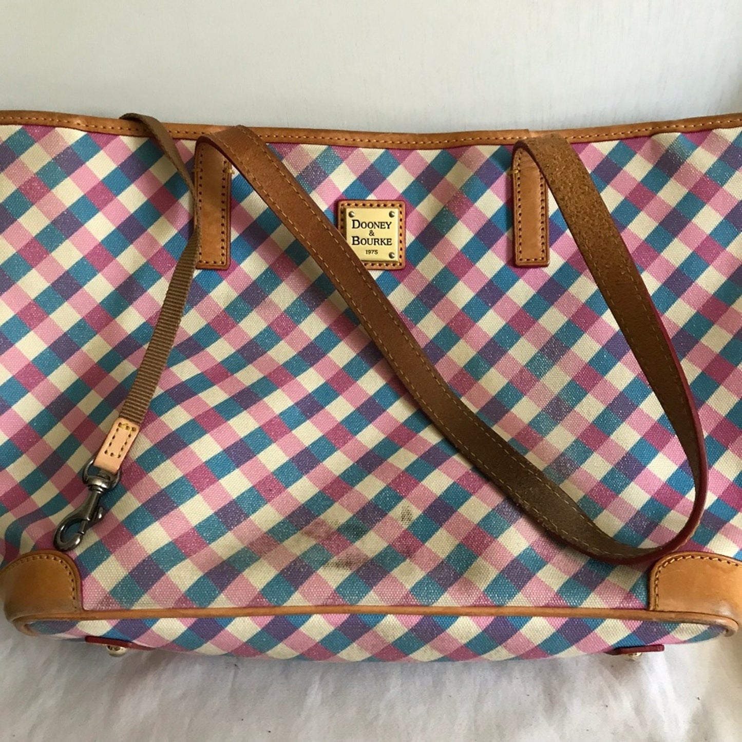 Dooney & Bourke Pink/Blue/White/Tan Shoulder Bag