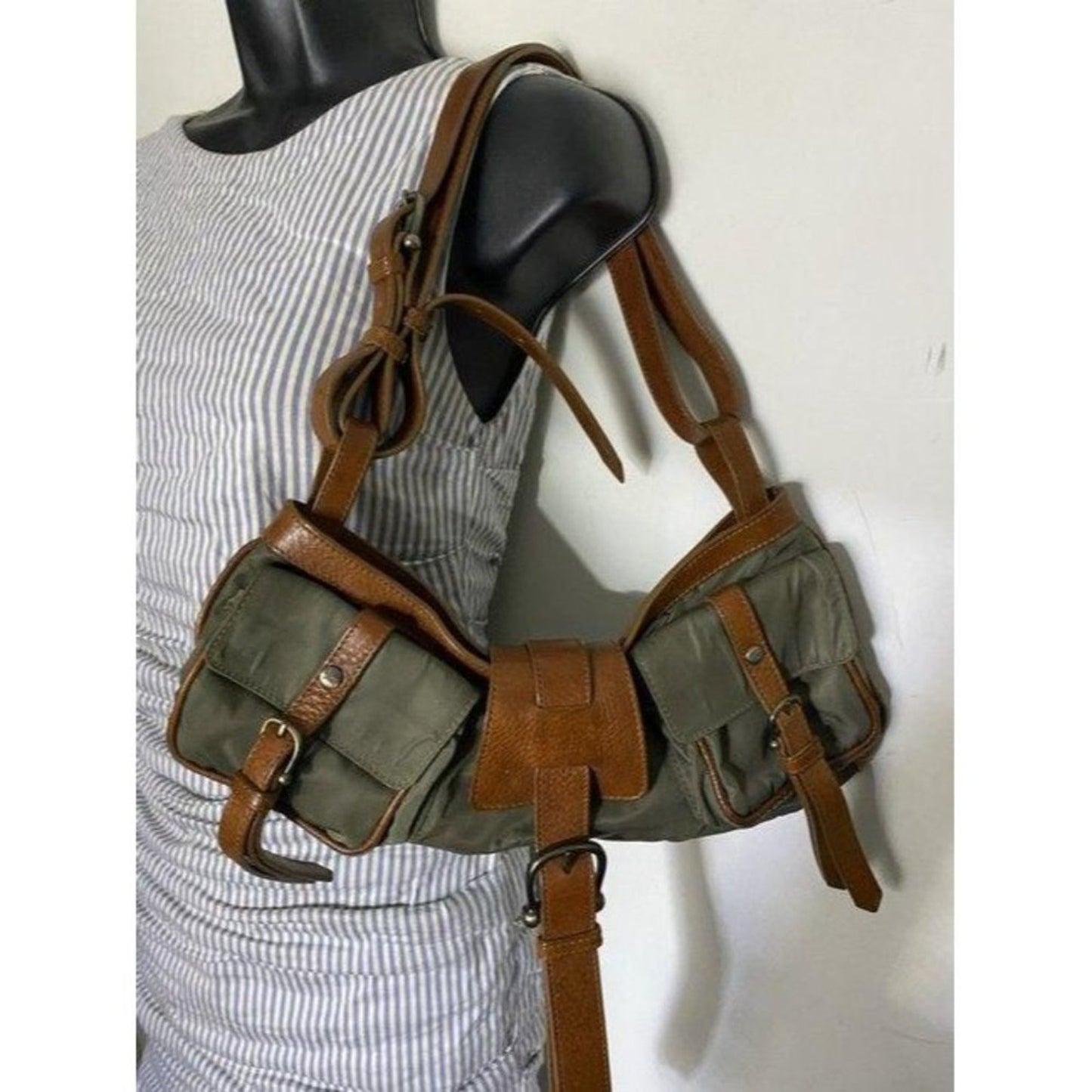burberry gray brown shoulder bag