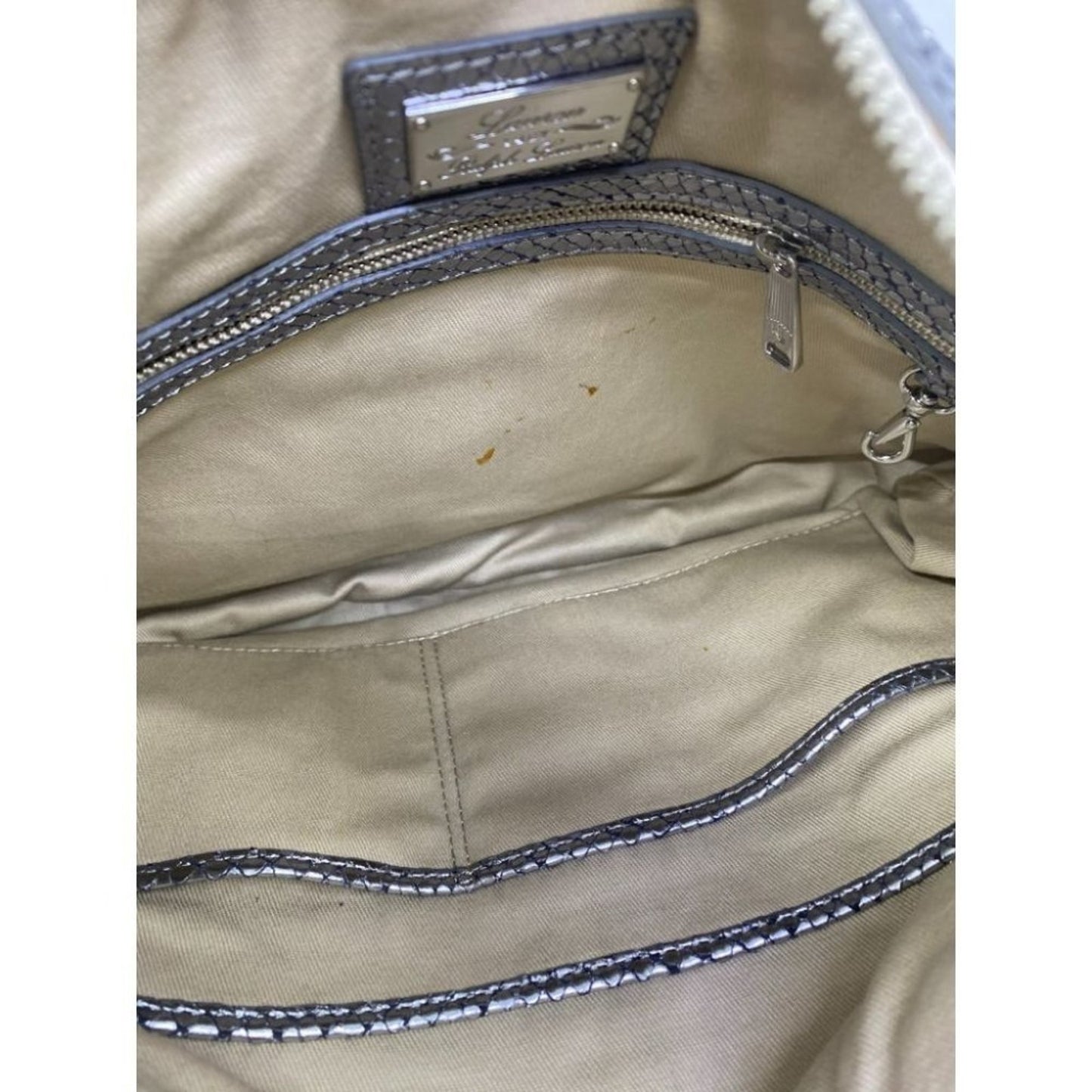 COLE HAAN Silver Snake Print Leather Hobo Bag