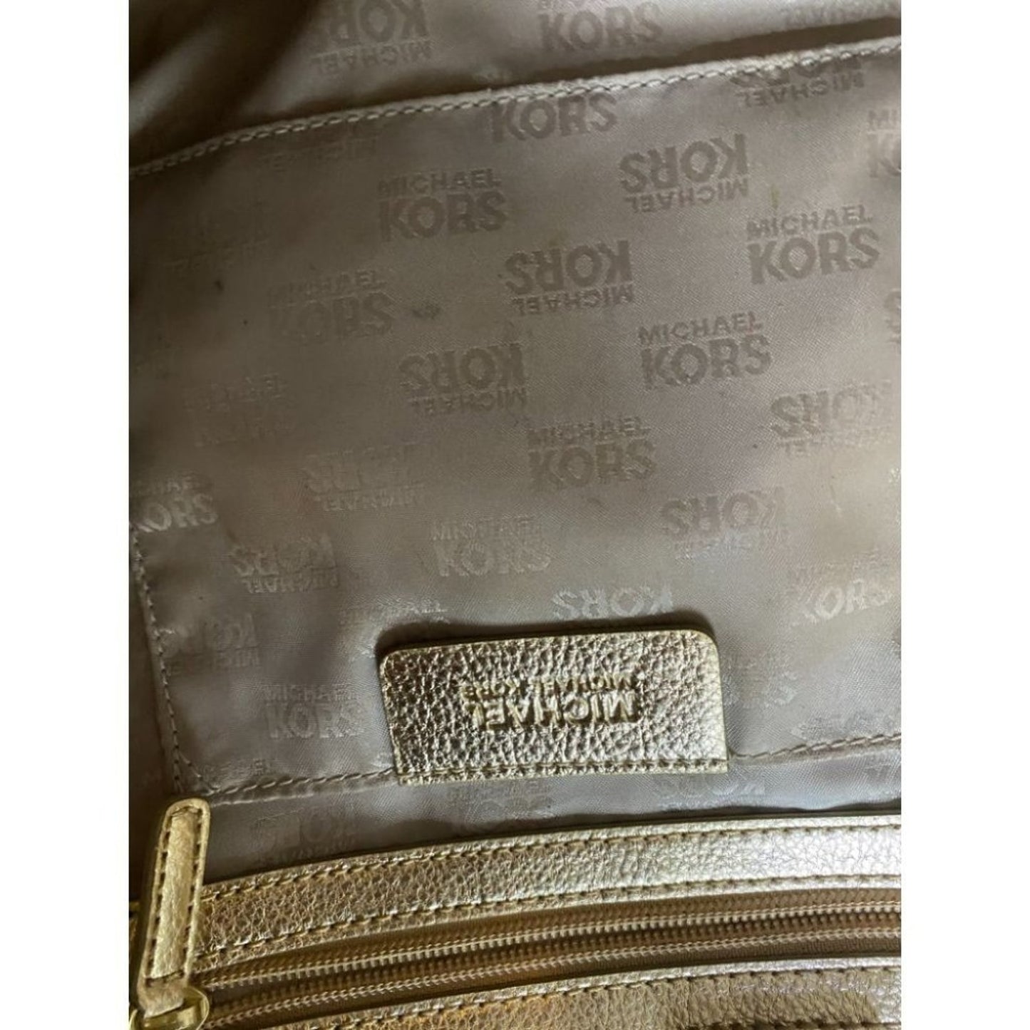 Michael Kors XL Jacquard Fabric Tan Tote Bag