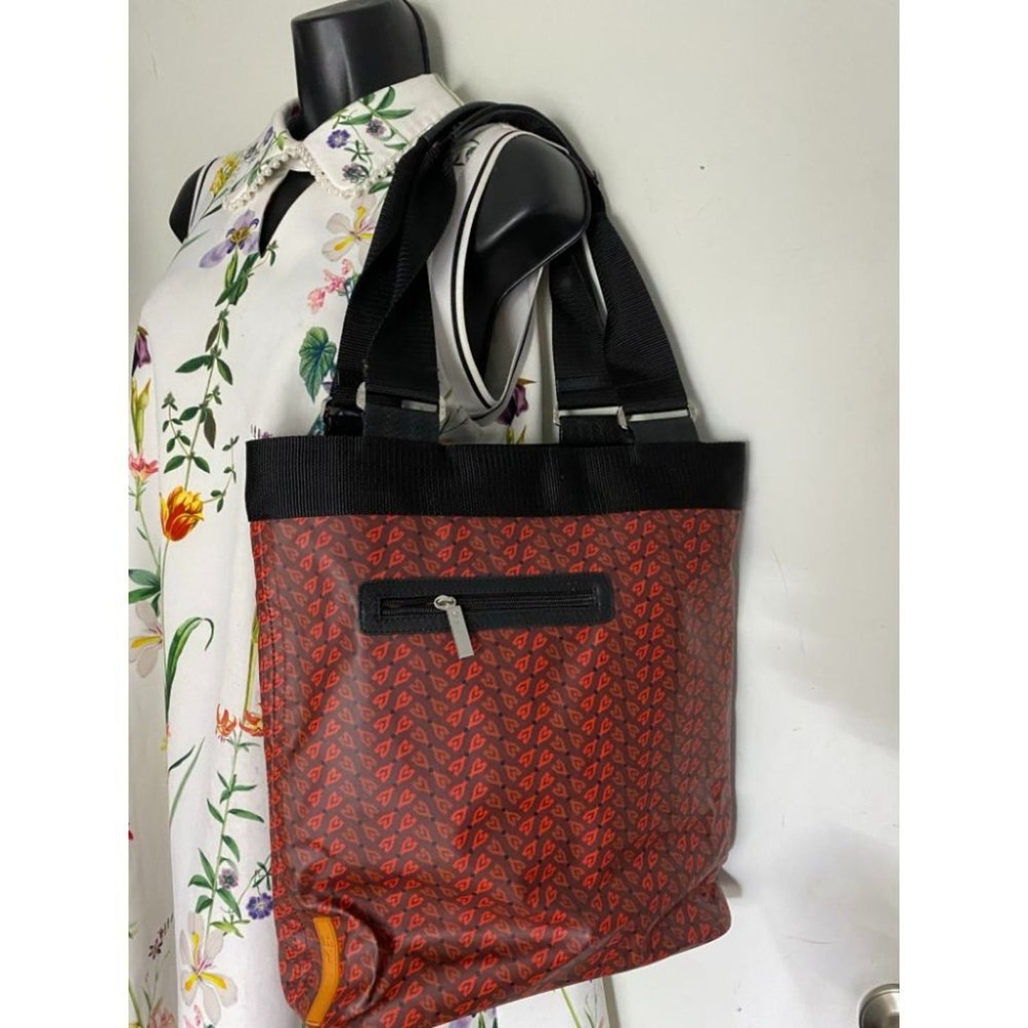Oilcloth Orange Brown Large Nylon Tote Bag