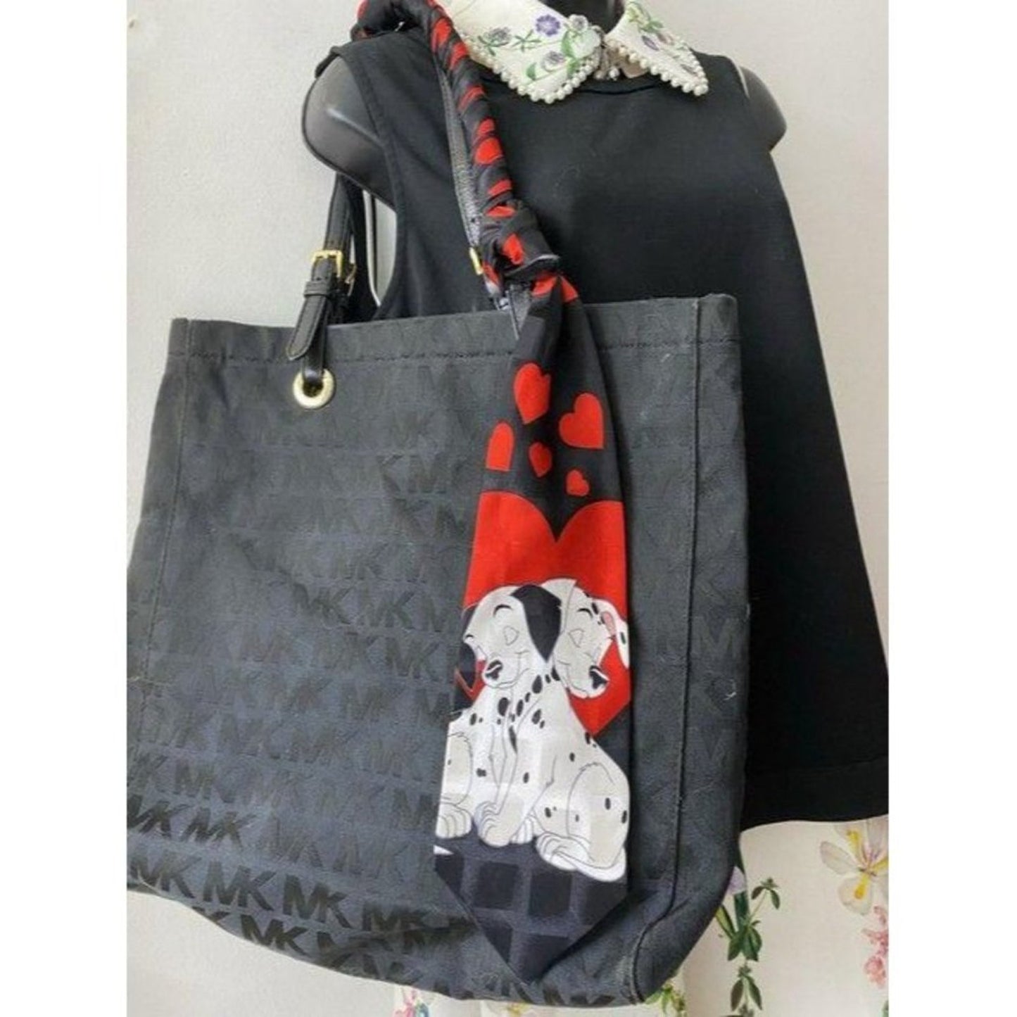 michael kors w customized w tie sash black red tot