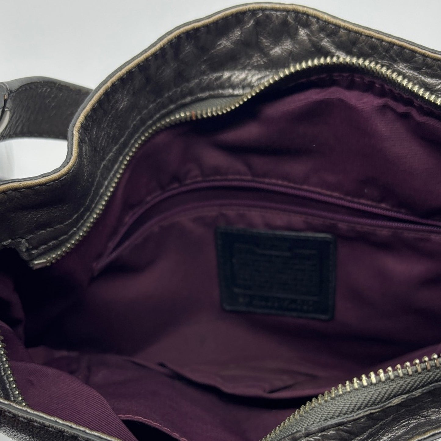Coach Metallic Gray Leather Shoulder Bag