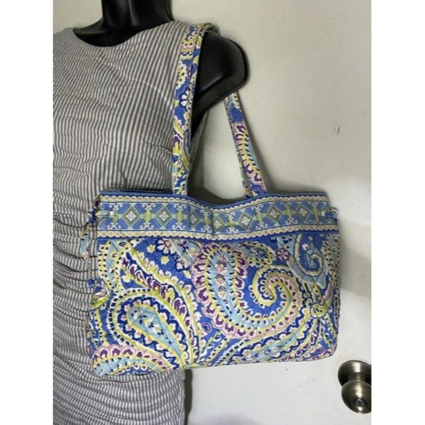 Vera Bradley Large Quilted Blue Purple Yellow Whit