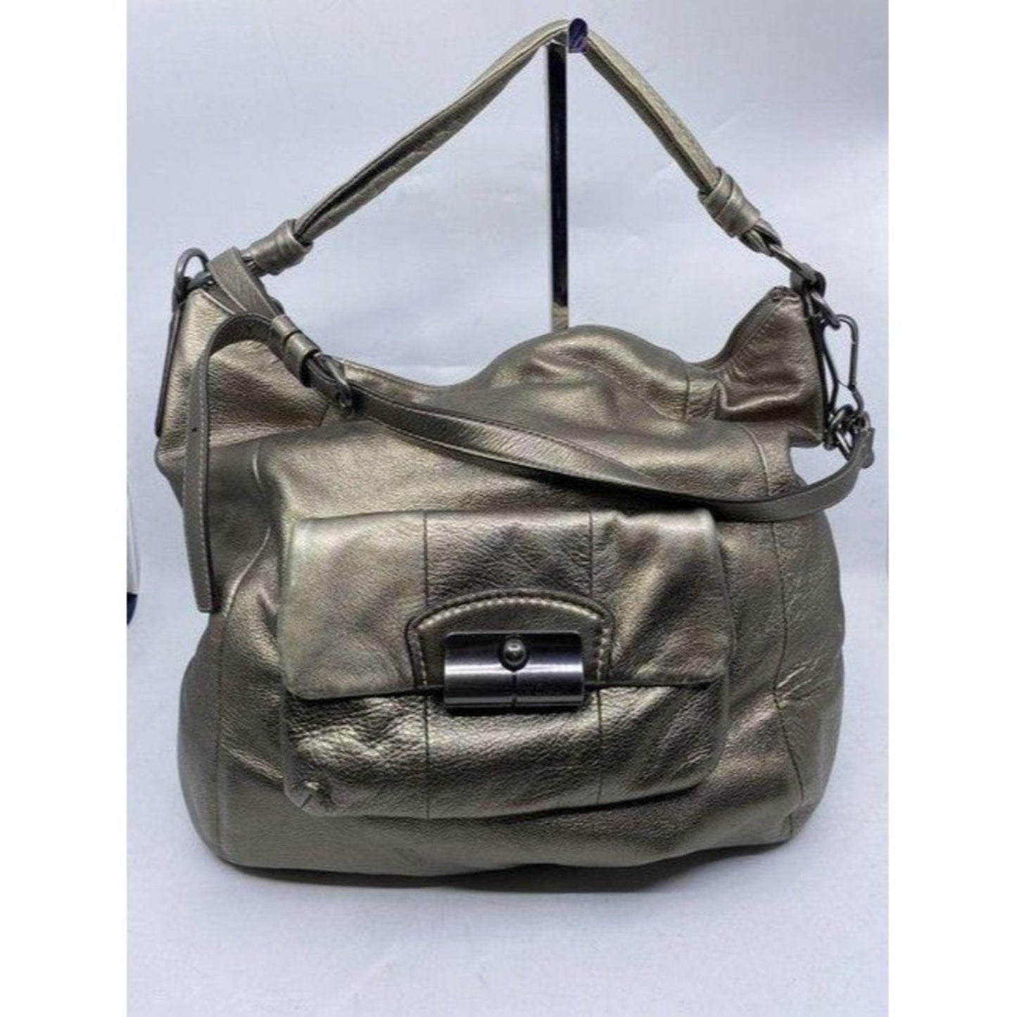 Coach xl shoulder gold leather cross body bag