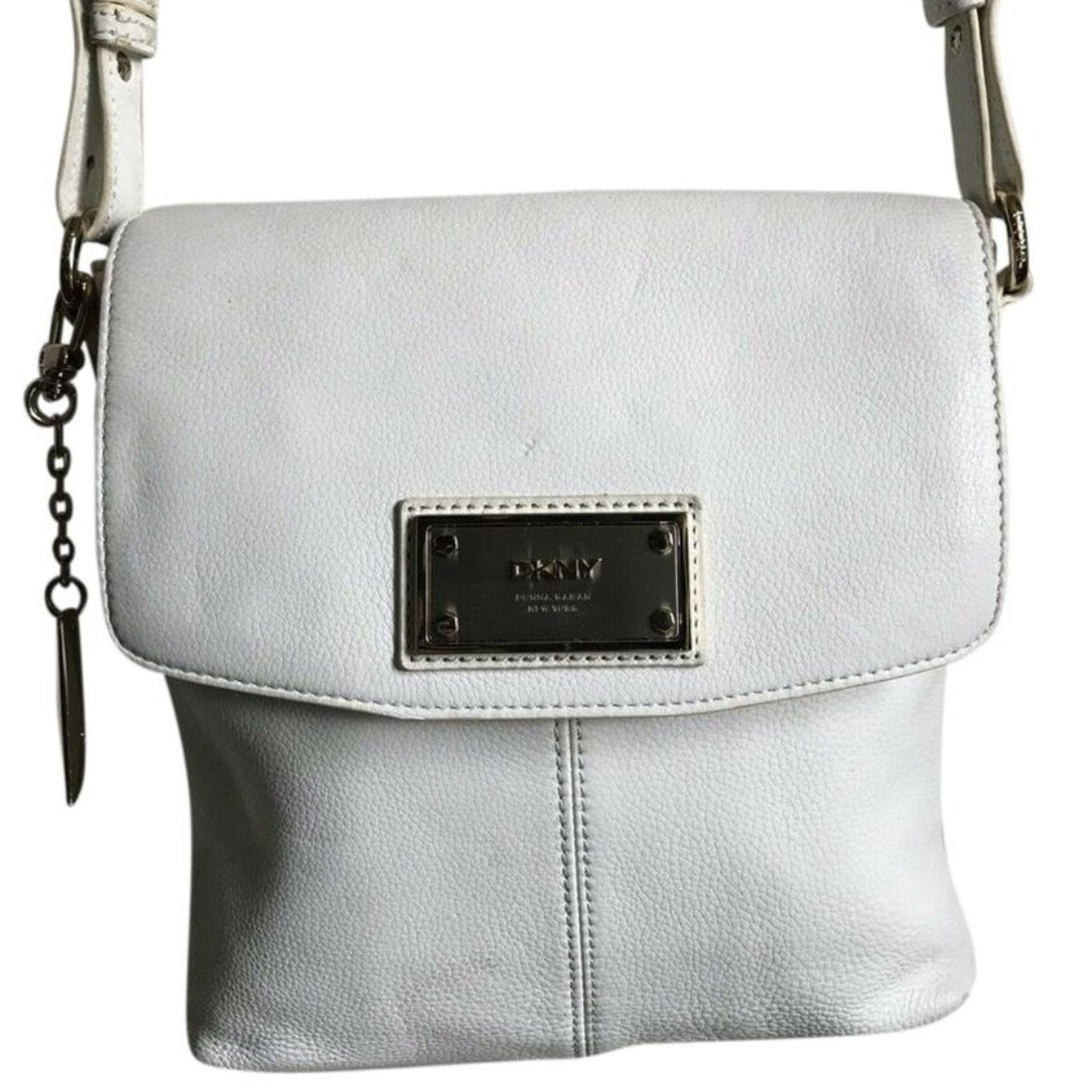 DKNY Small White Leather Crossbody Bag