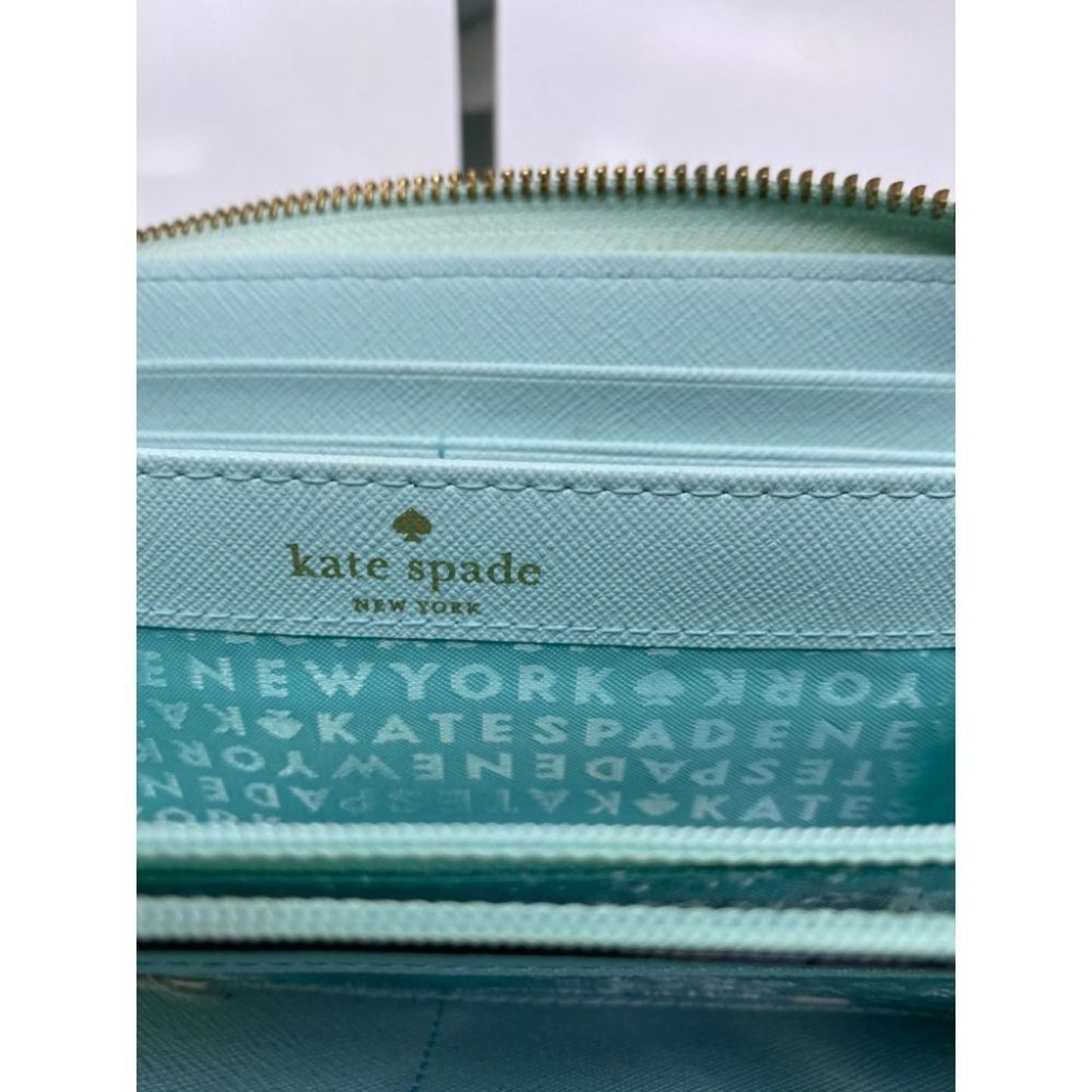 Kate Spade Women's Aqua Blue Zipper Wallet