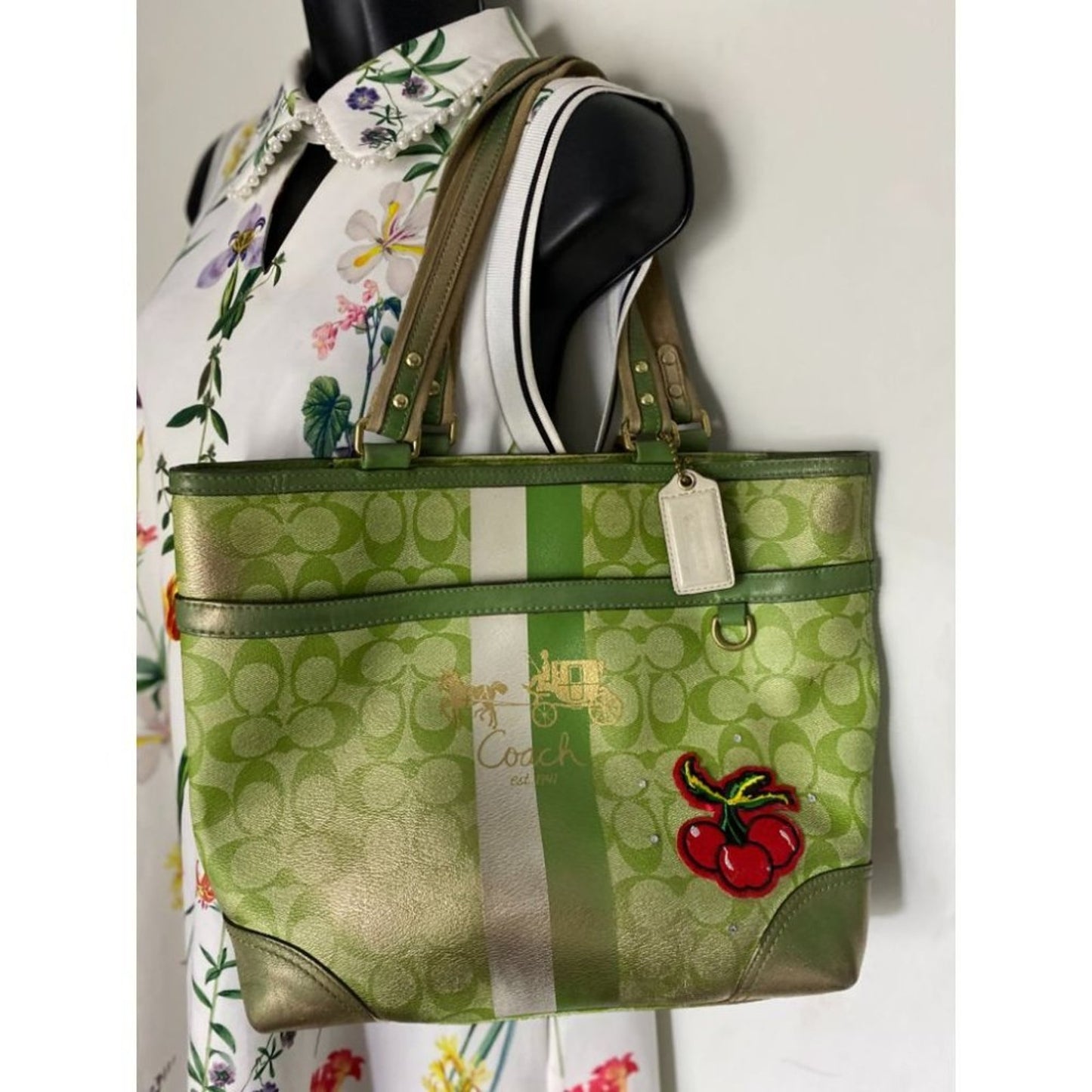 COACH Customized w/ Applique Green Tote Bag