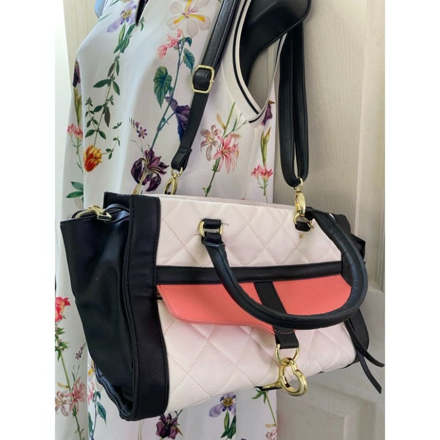 Betsey Johnson Black White Leather Shoulder Bag