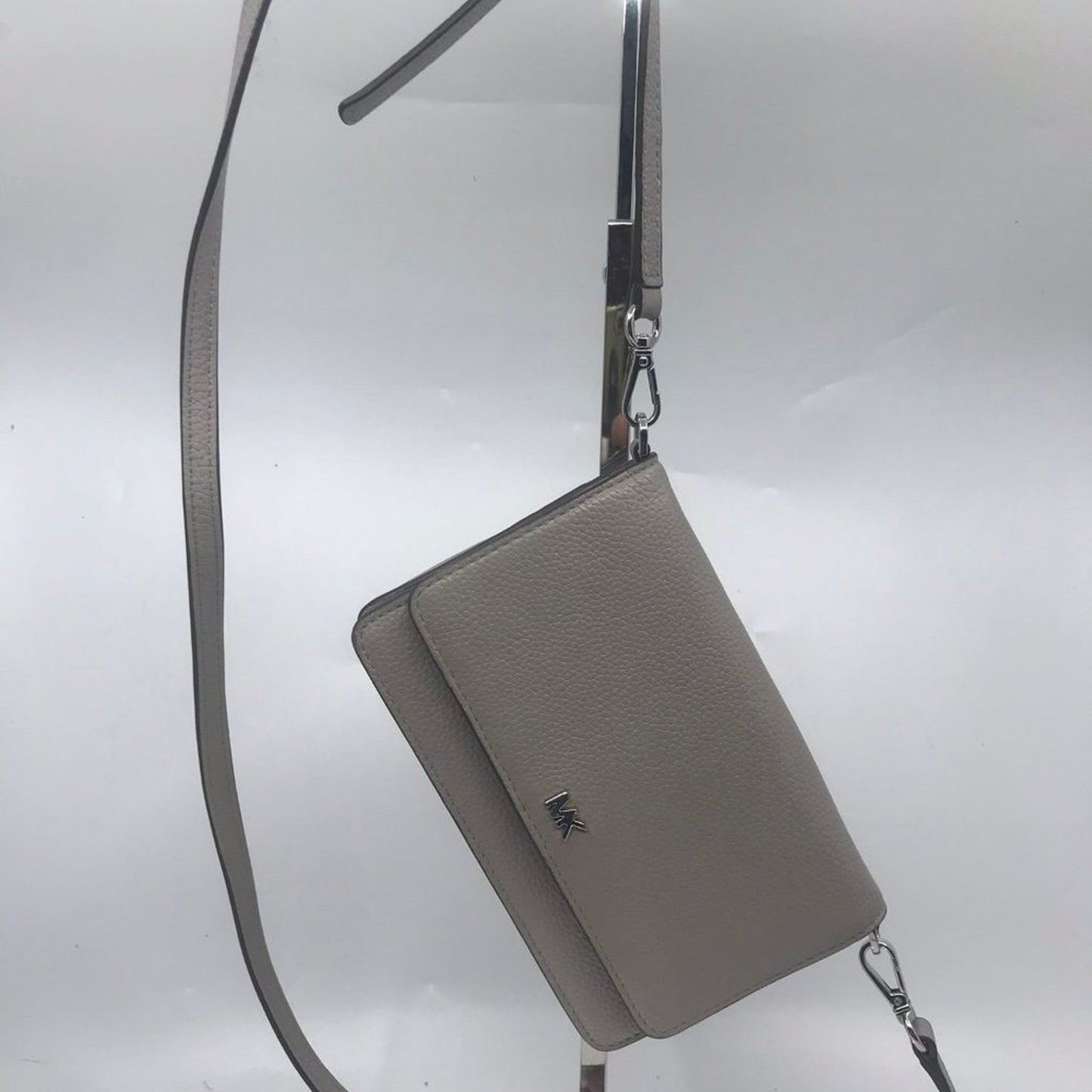 Michael Kors Grain Leather Long Belt Gray Wristlet