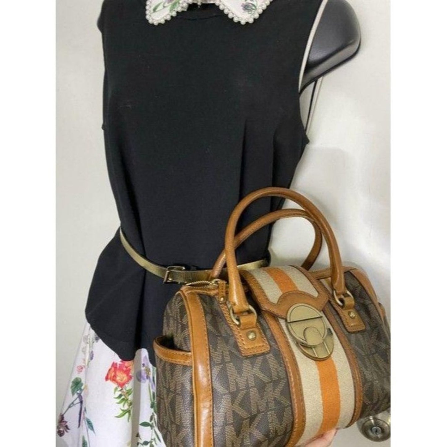 michael kors bowling bag brown tote