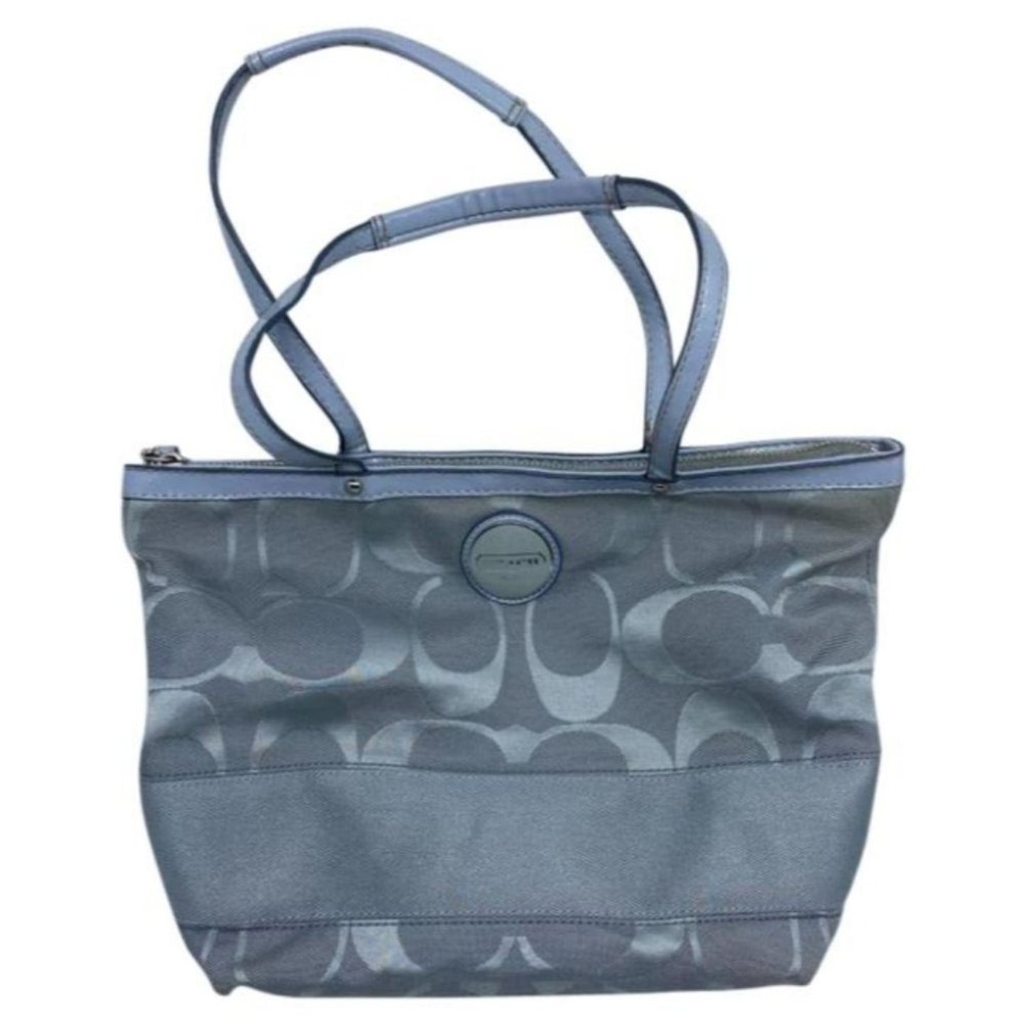 Coach Gray Jacquard Fabric Long Strap Tote Bag