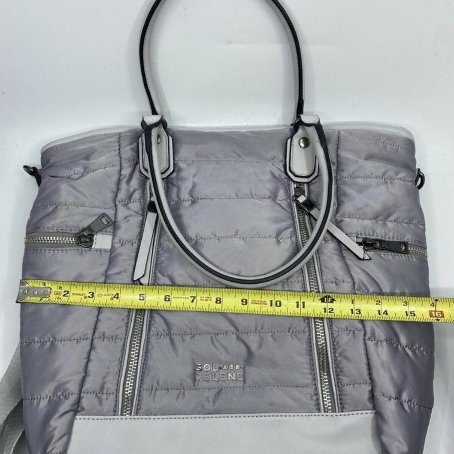 SOL & SELENE Quilted Gray Fabric Cross Body Bag