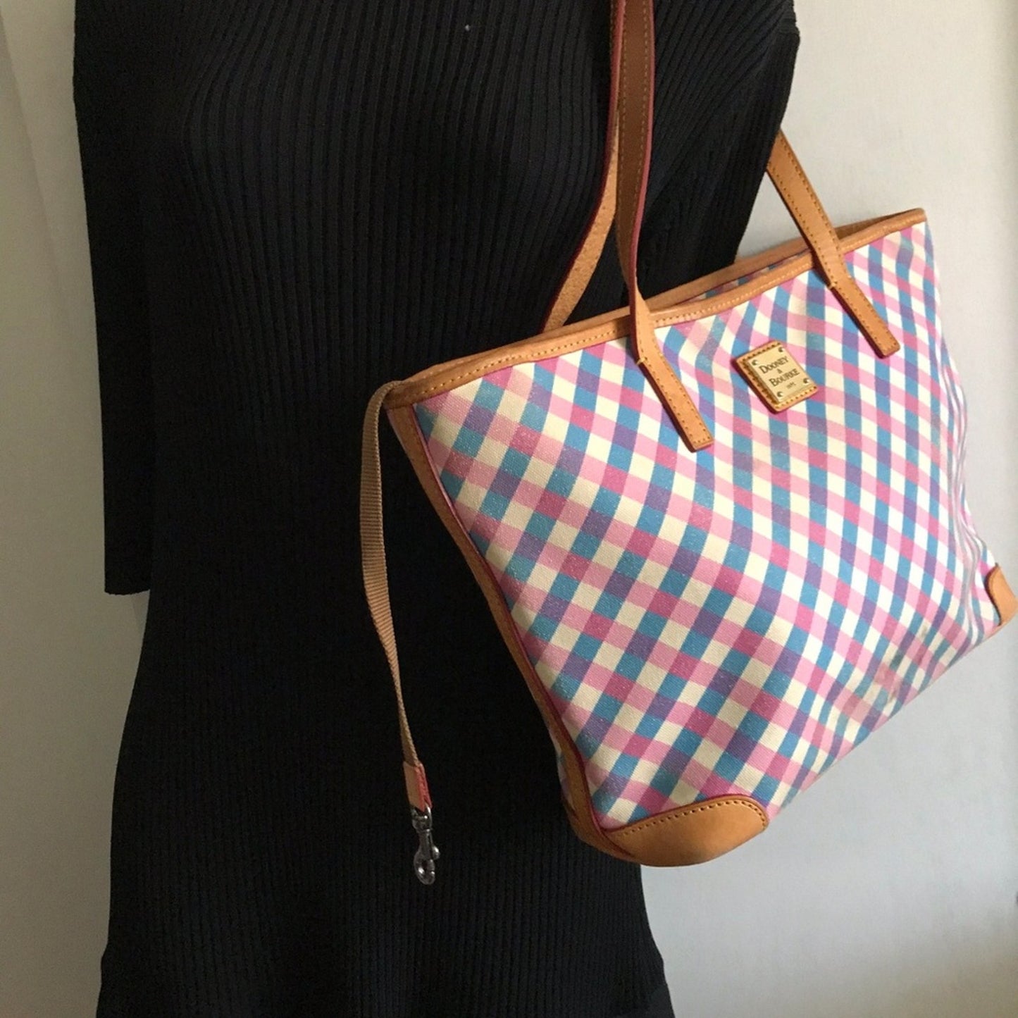 Dooney & Bourke Pink/Blue/White/Tan Shoulder Bag