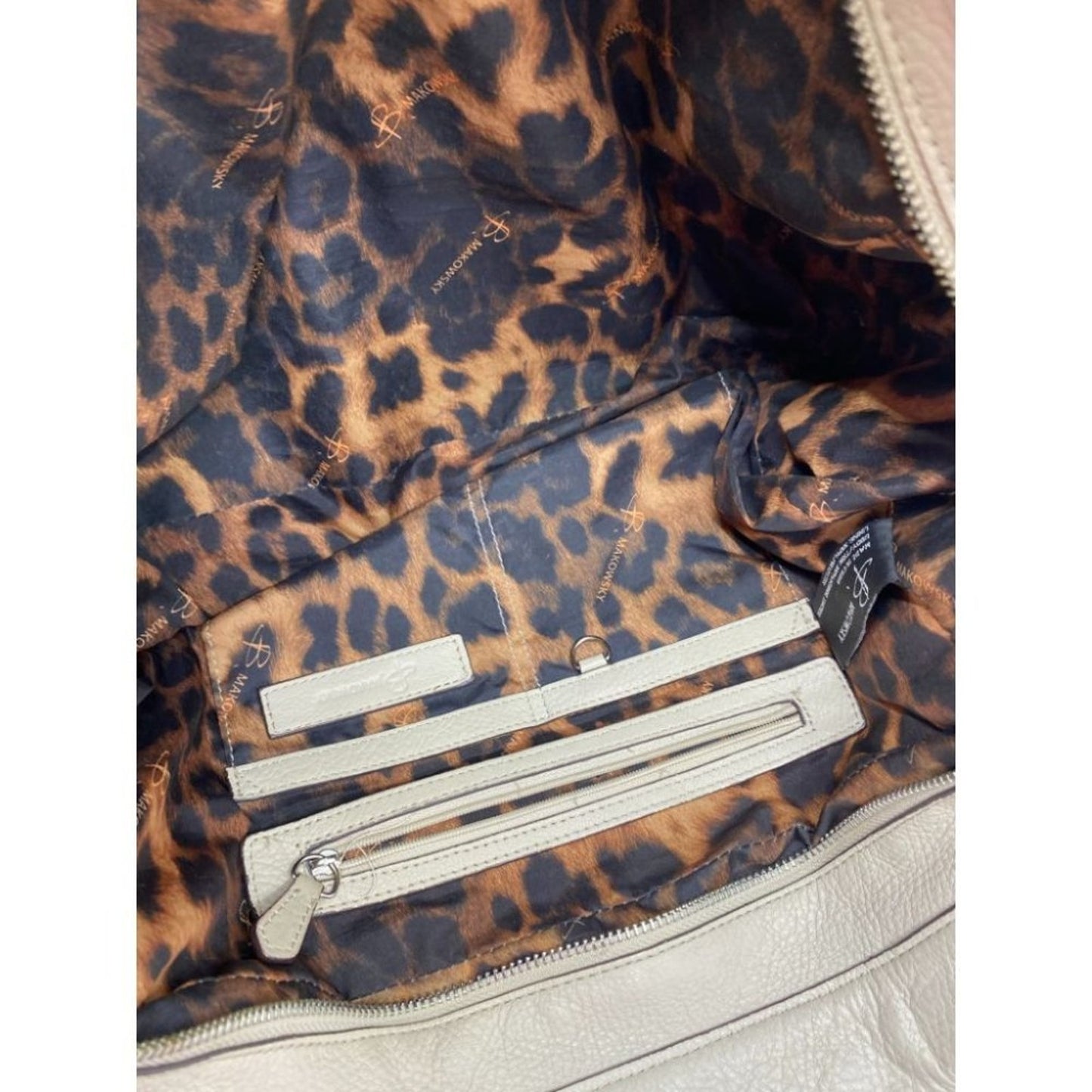 B. makowsky Cream Leather Shoulder Bag