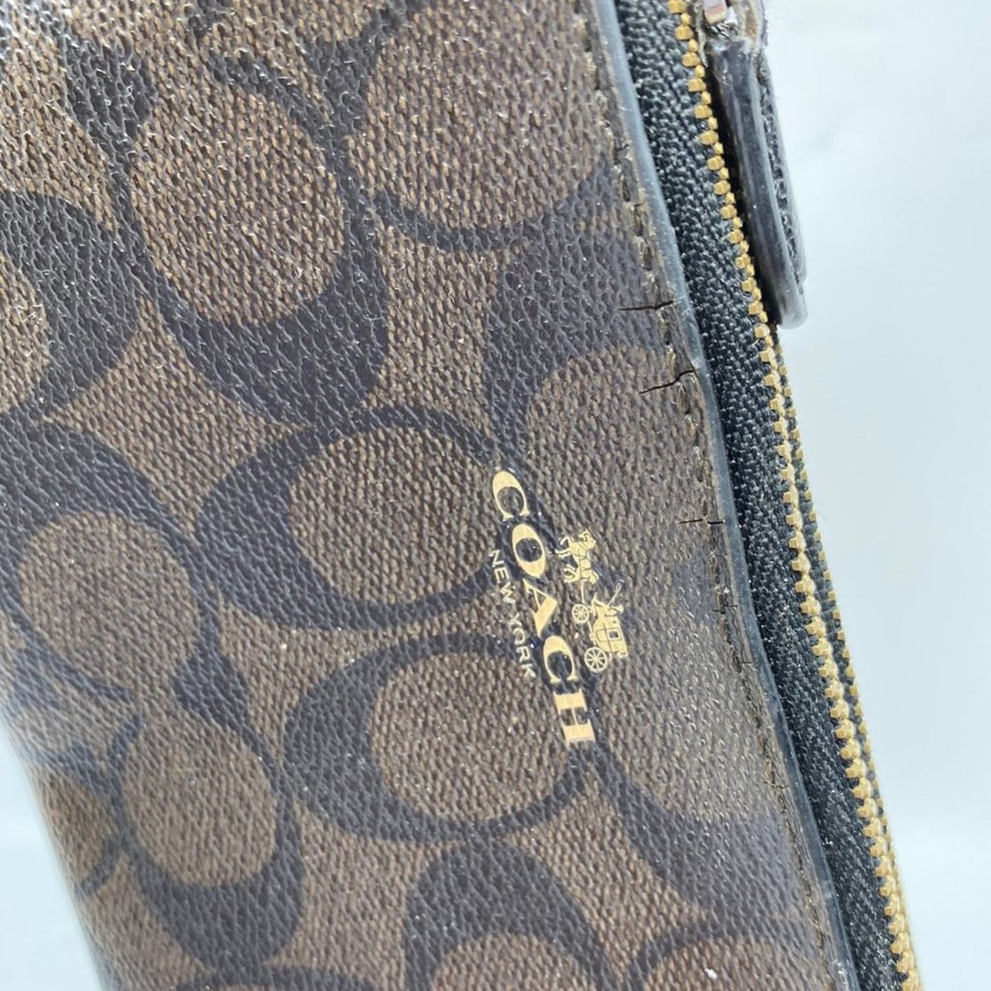 COACH Dark Brown Leather Wristlet