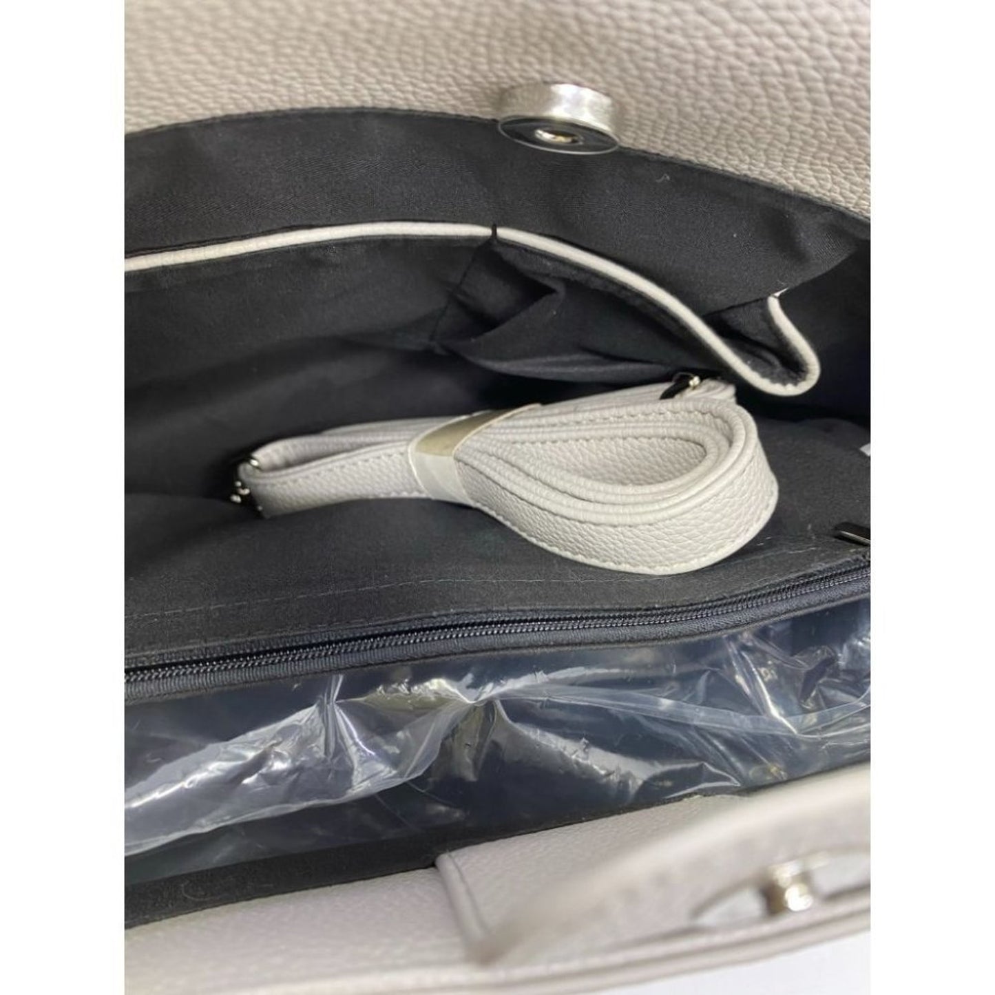 Jessica Moore Gray Large Faux Leather Tote Bag