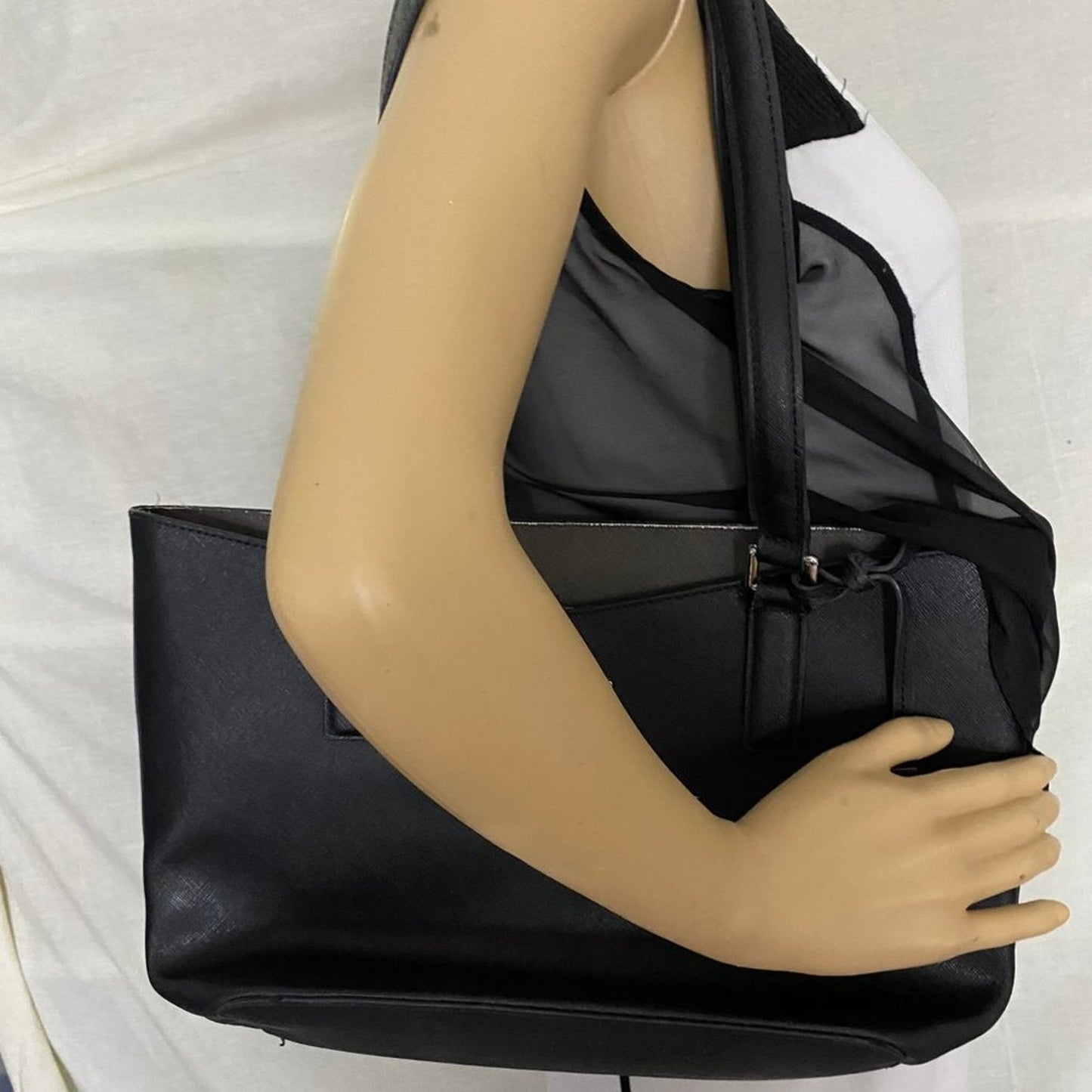 Calvin Klein Black Large Saffiano Leather Tote Bag