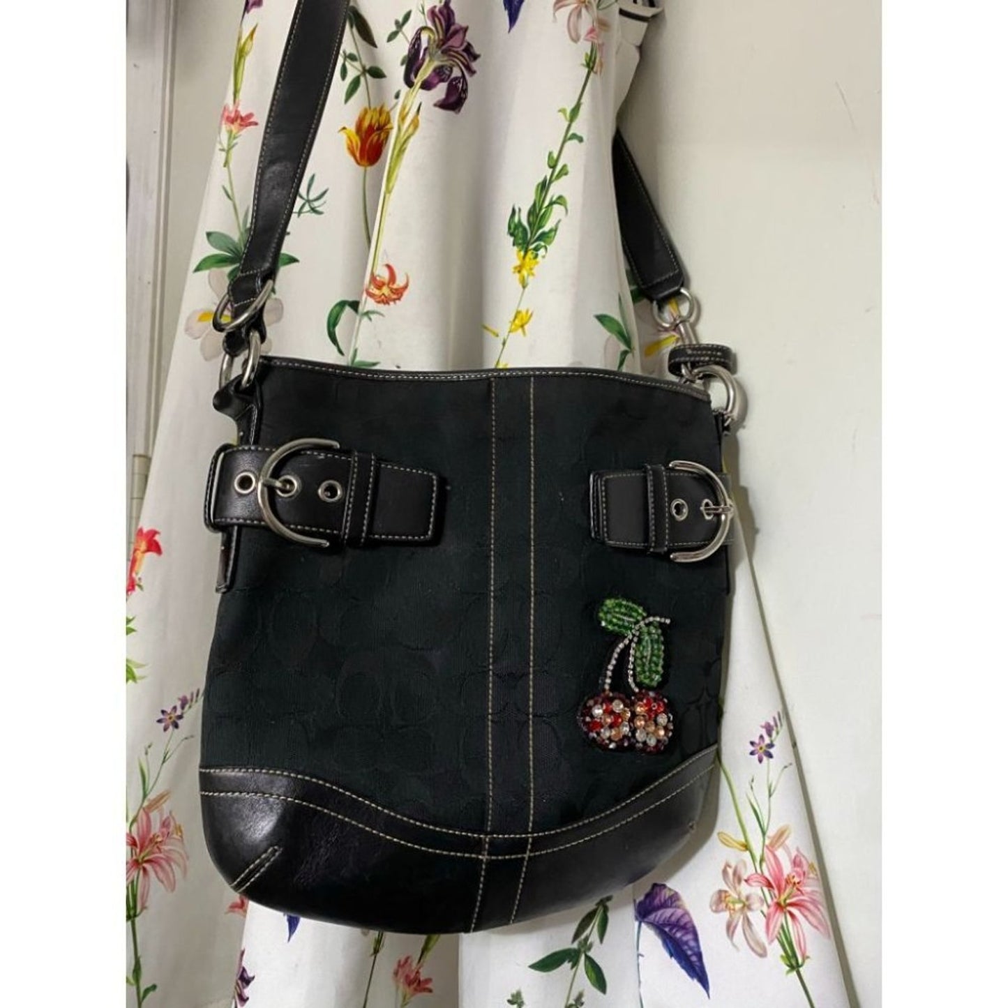 Coach Black Jacquard Fabric Signature Crossbody