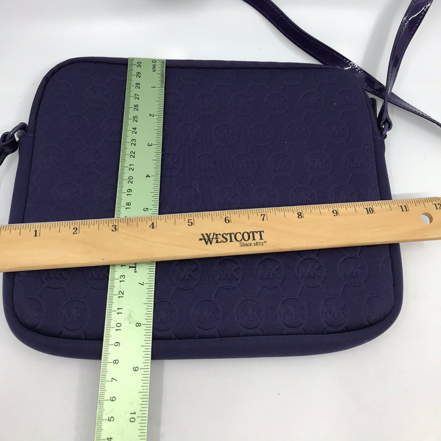 Michael Kors Dark Purple Scuba Tote Bag Over Logo