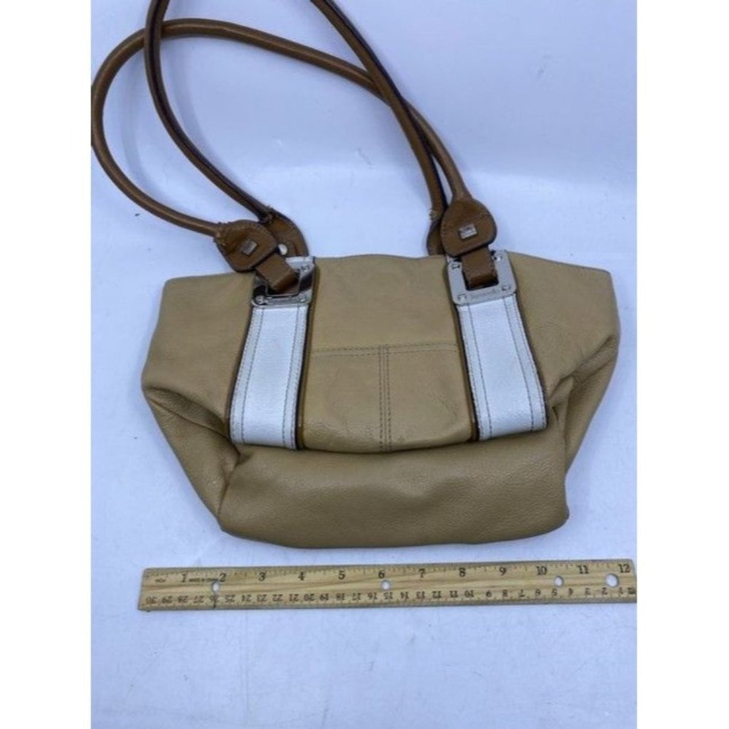Tignanello Multi Pocket Browm Leather Shoulder Bag
