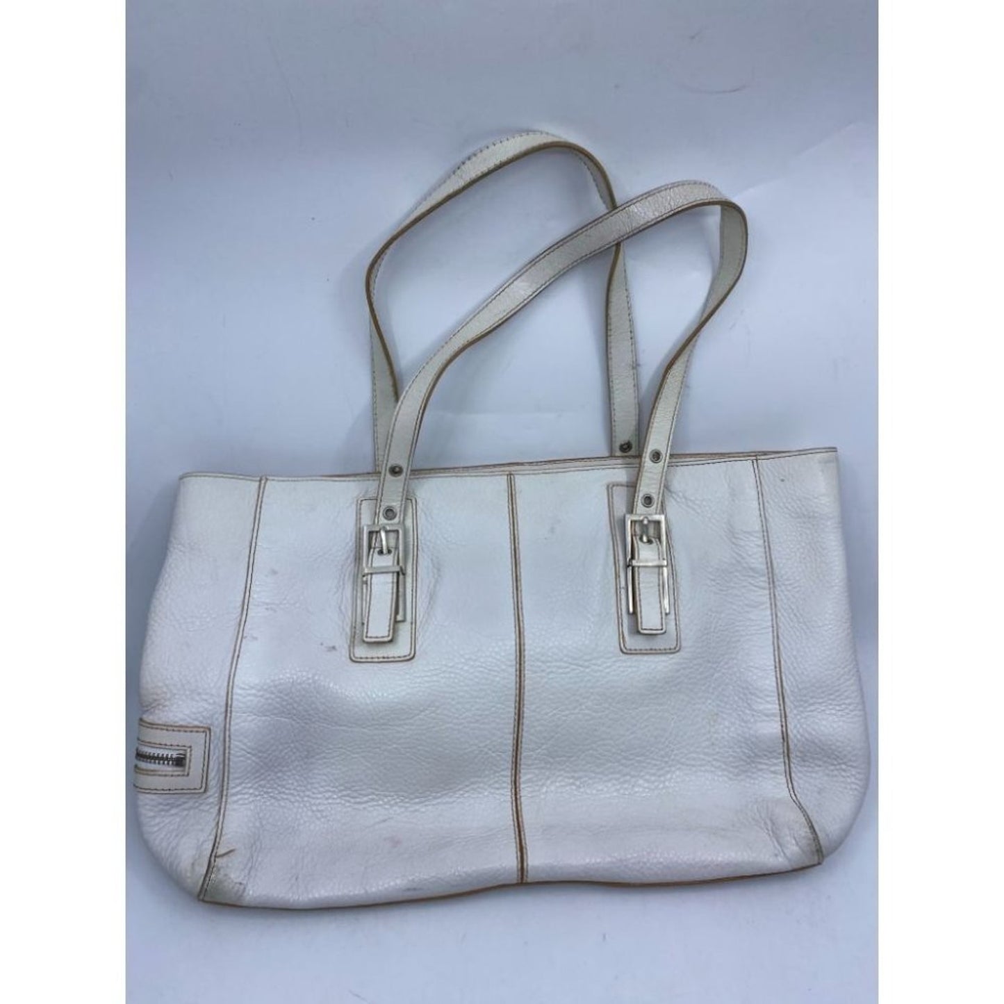Kenneth Cole White Large Leather Shoulder Bag