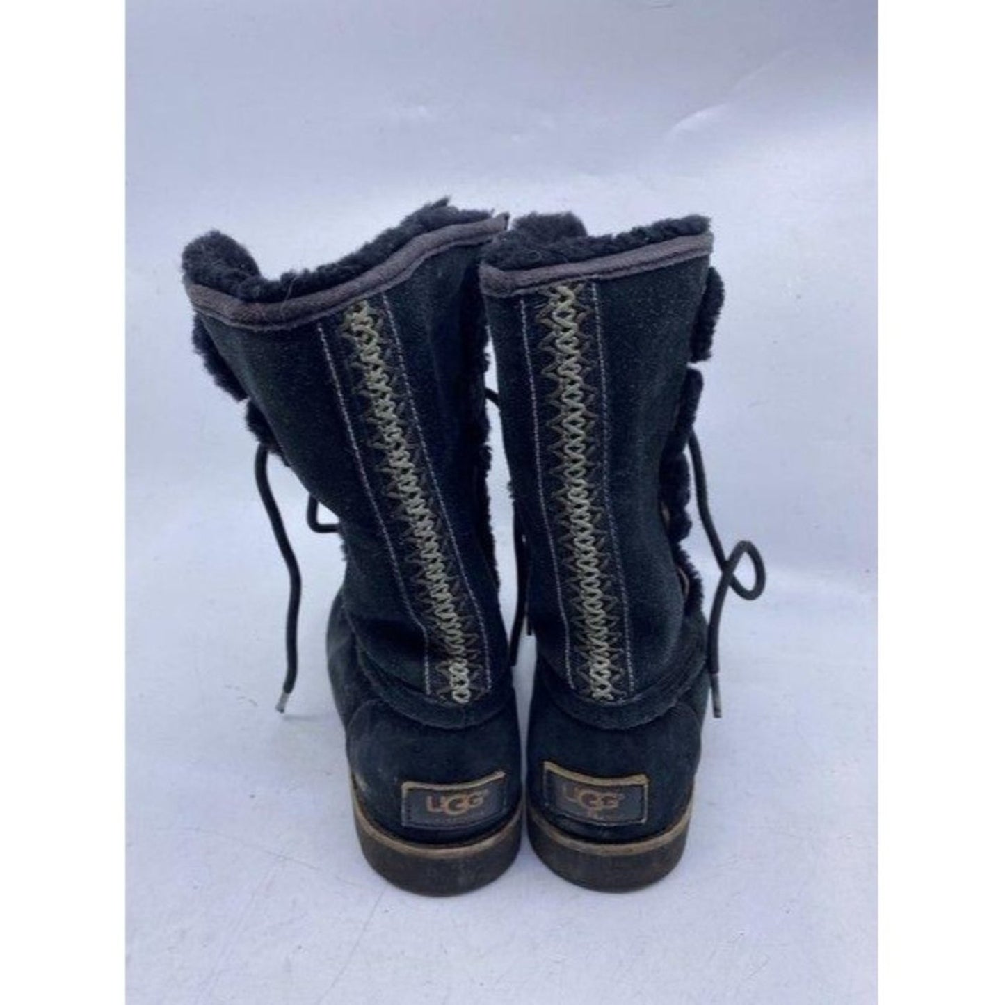 Ugg Australia Black Rugged Lace Up Bootsbooties Si
