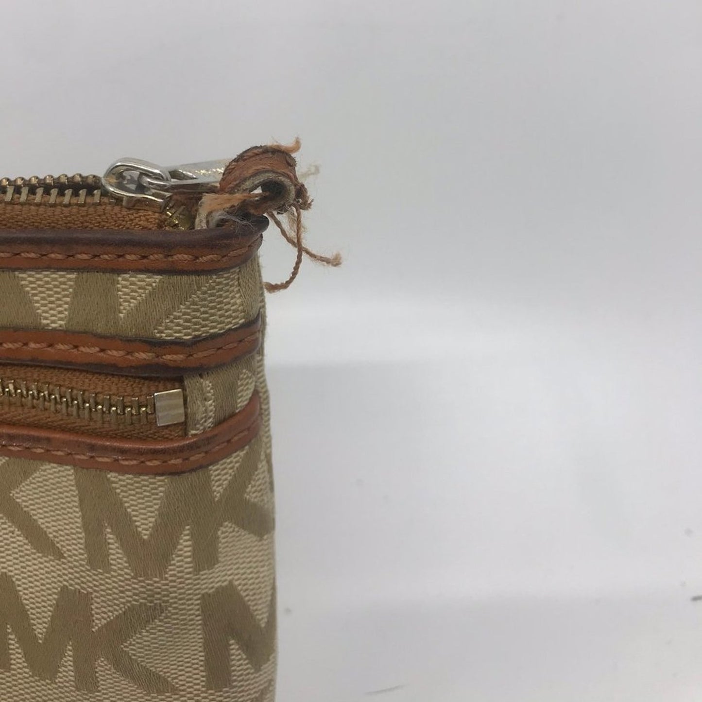 Michael Kors Fabric Tan Brown Wristlet