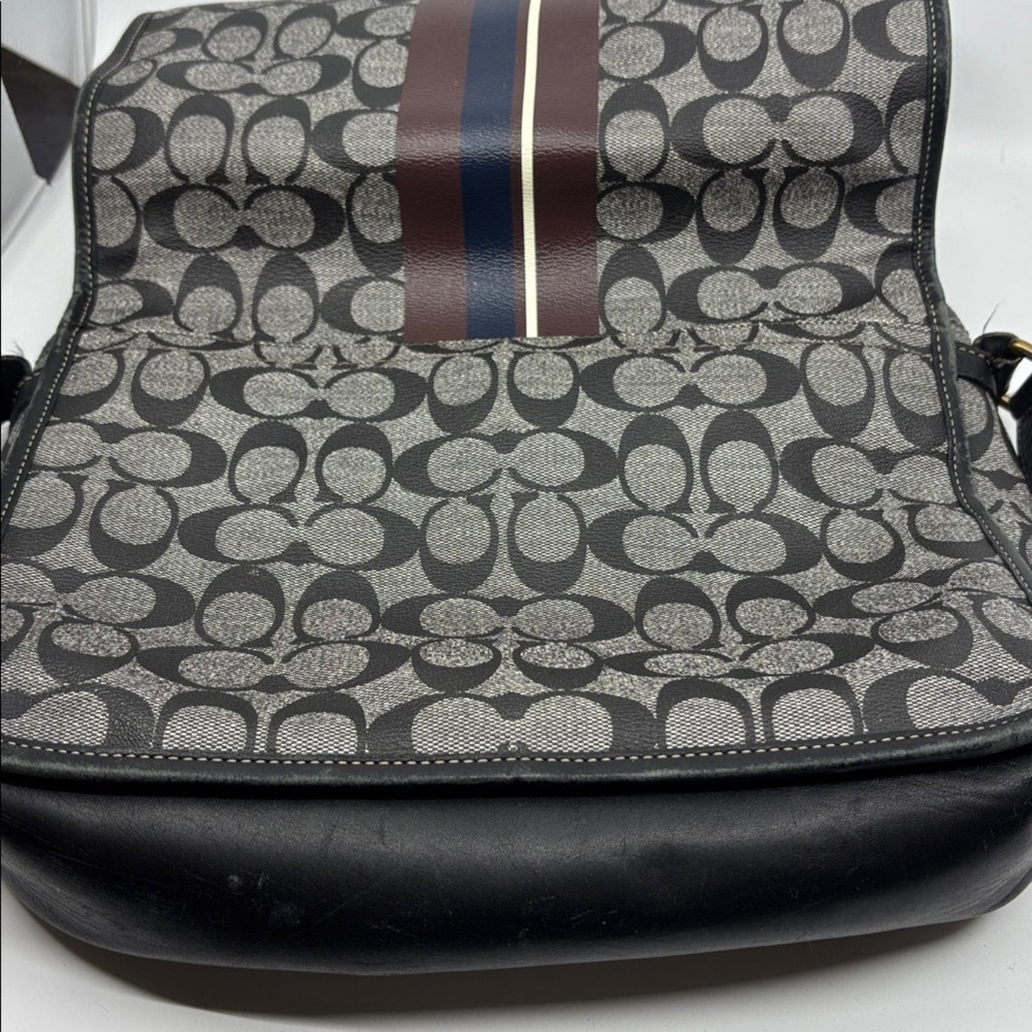 Coach Signature Black and Gray Messenger Bag