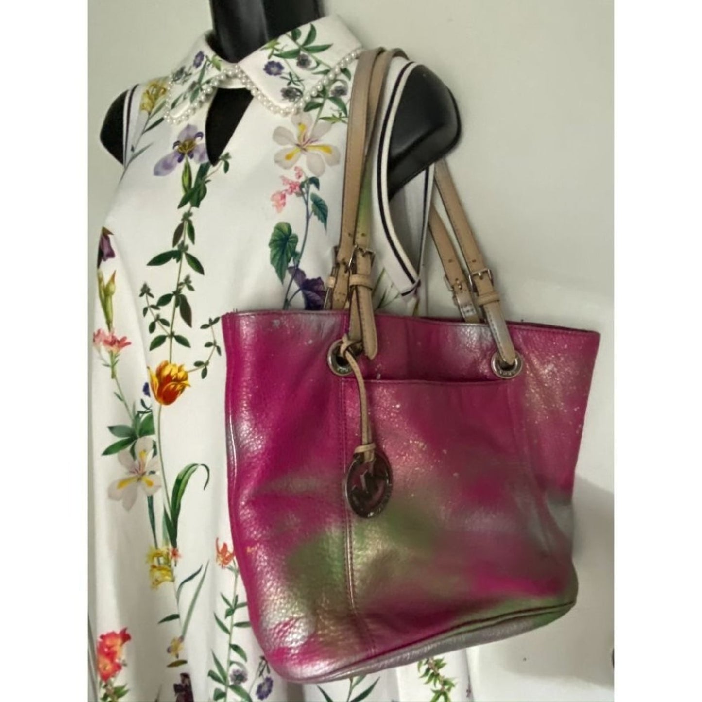 Michael Kors Leather Bag Customized Pink Gold