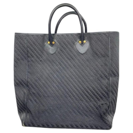 GUCCI XL Vintage Tote Bag Black Jacquard Fabric