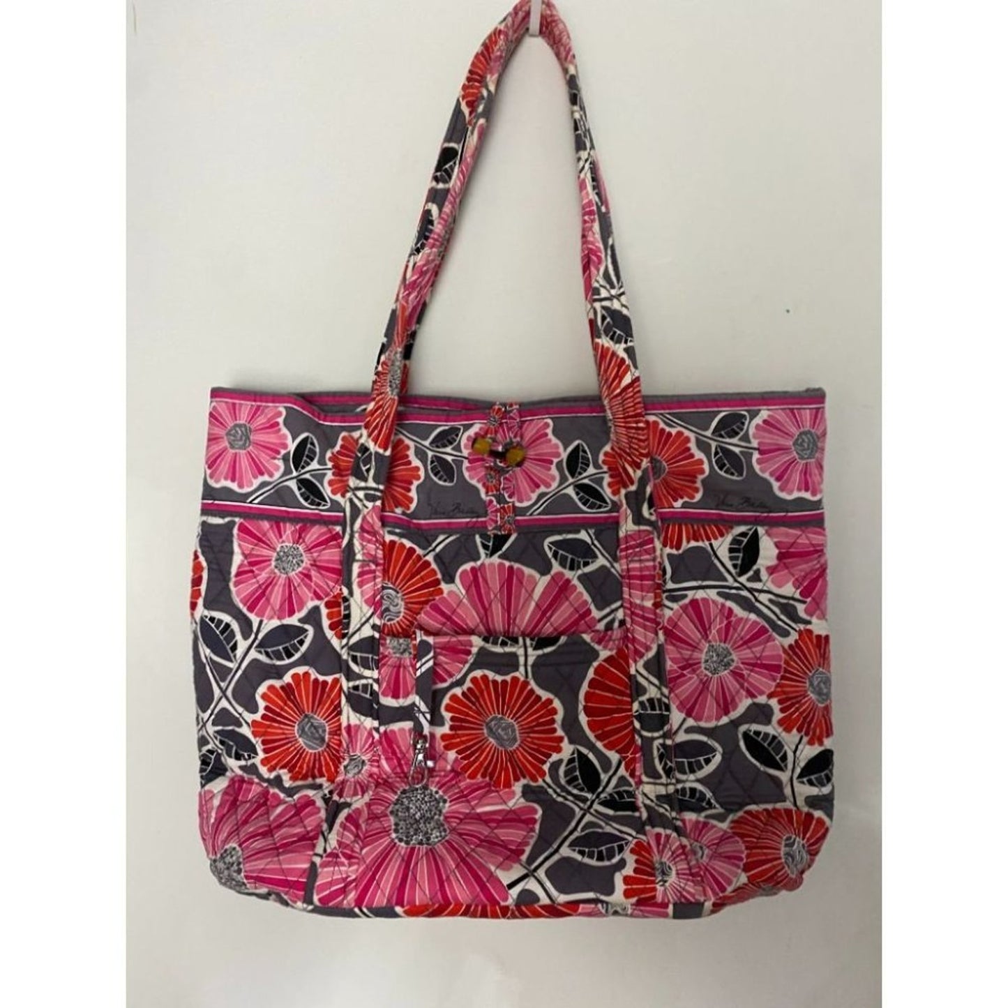 VERA BRADLEY Black Pink Large Quilted Tote Bag