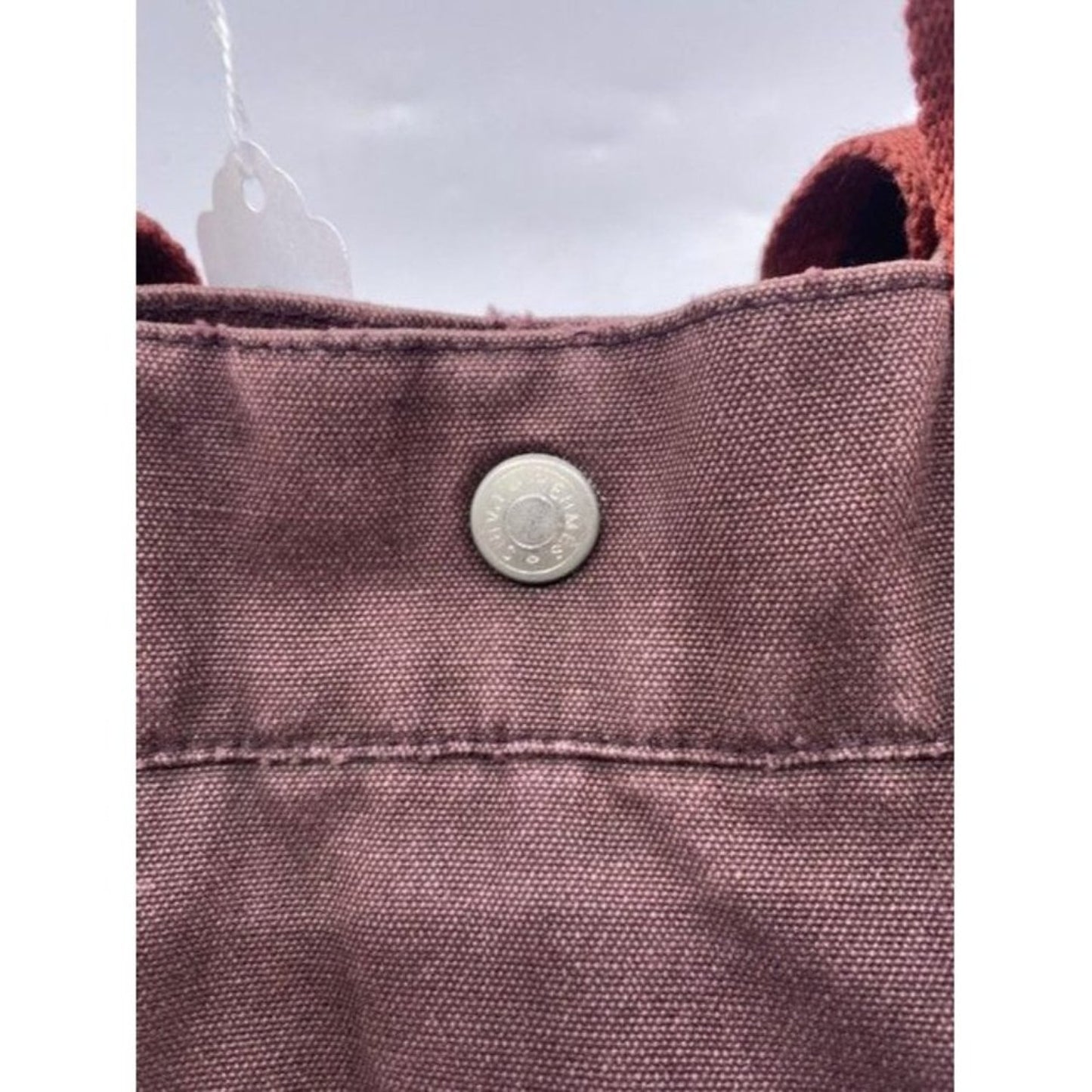 Hermes Toile Fourre Tout Mm Burgundy Fabric Tote
