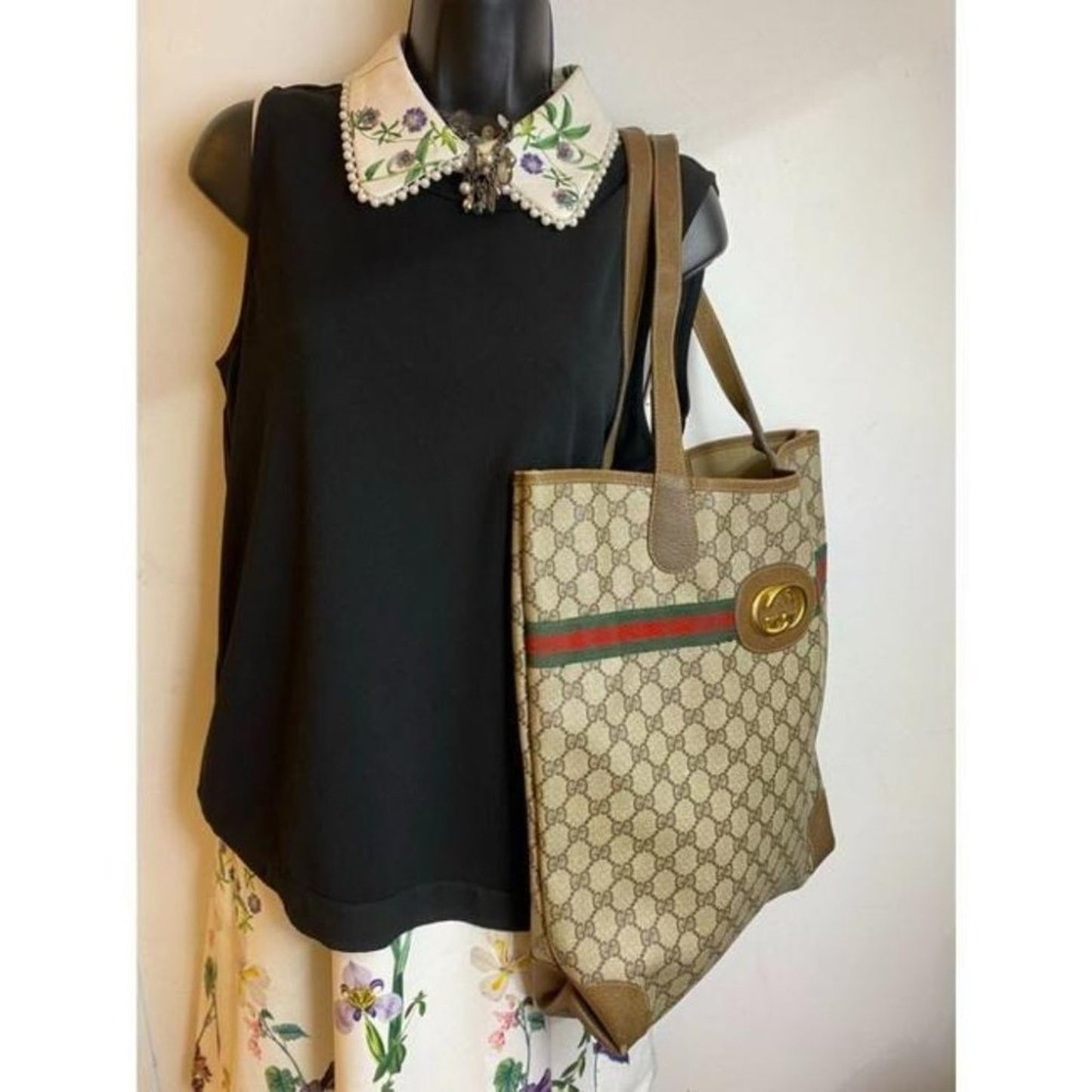 gucci bag shopping vintage classic coated canvas b