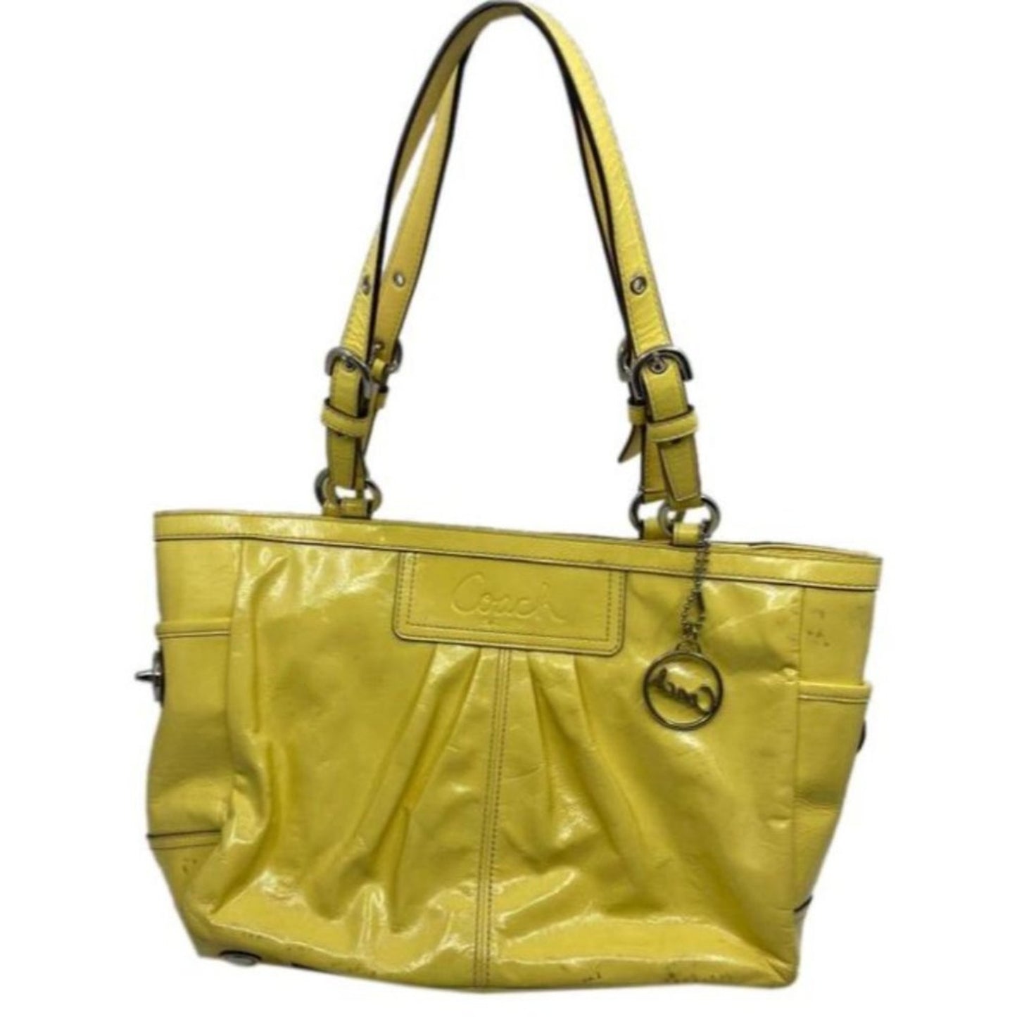 COACH Medium Patent Leather Shoulder Bag Yellow