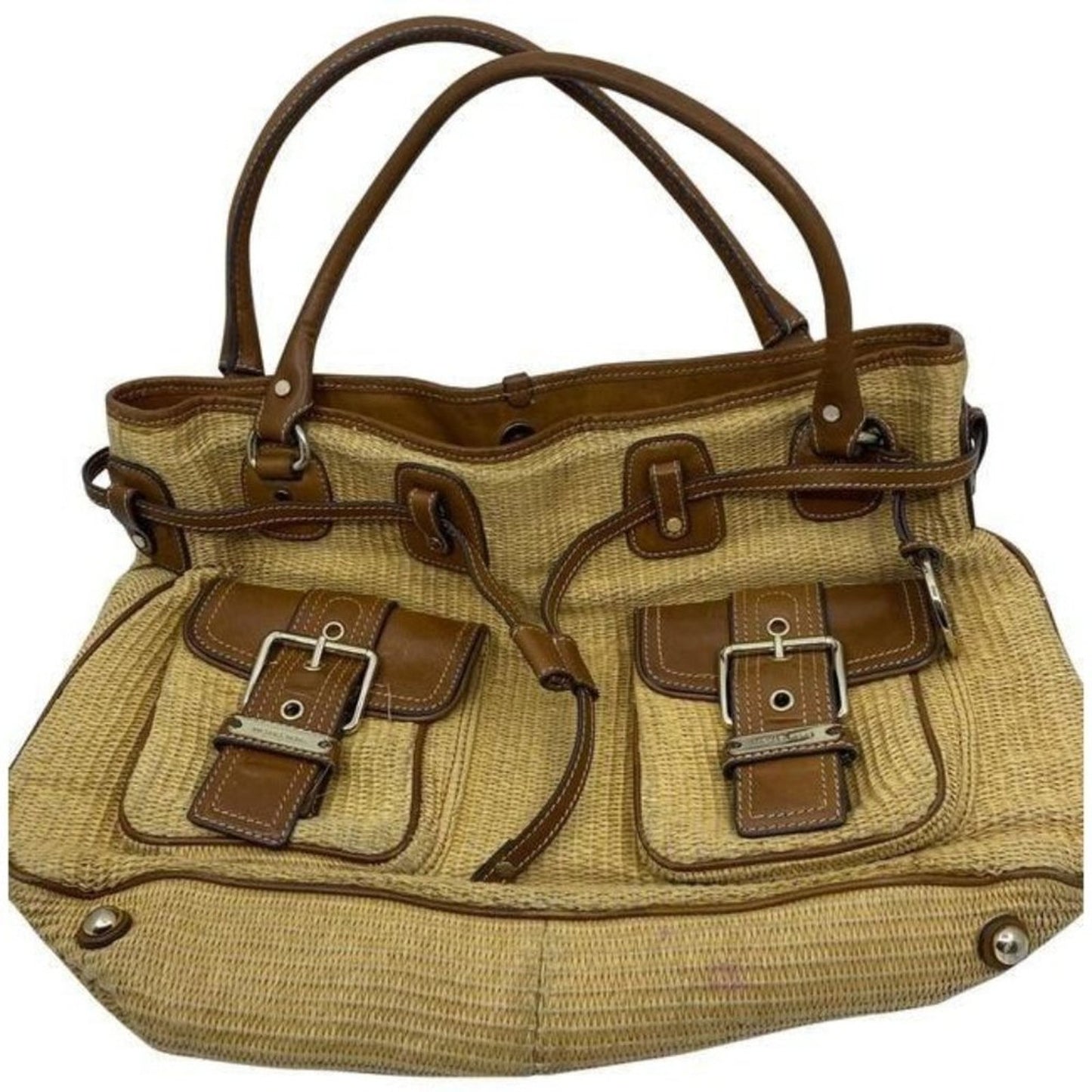 michael kors in need of tlc brown wicker shoulder