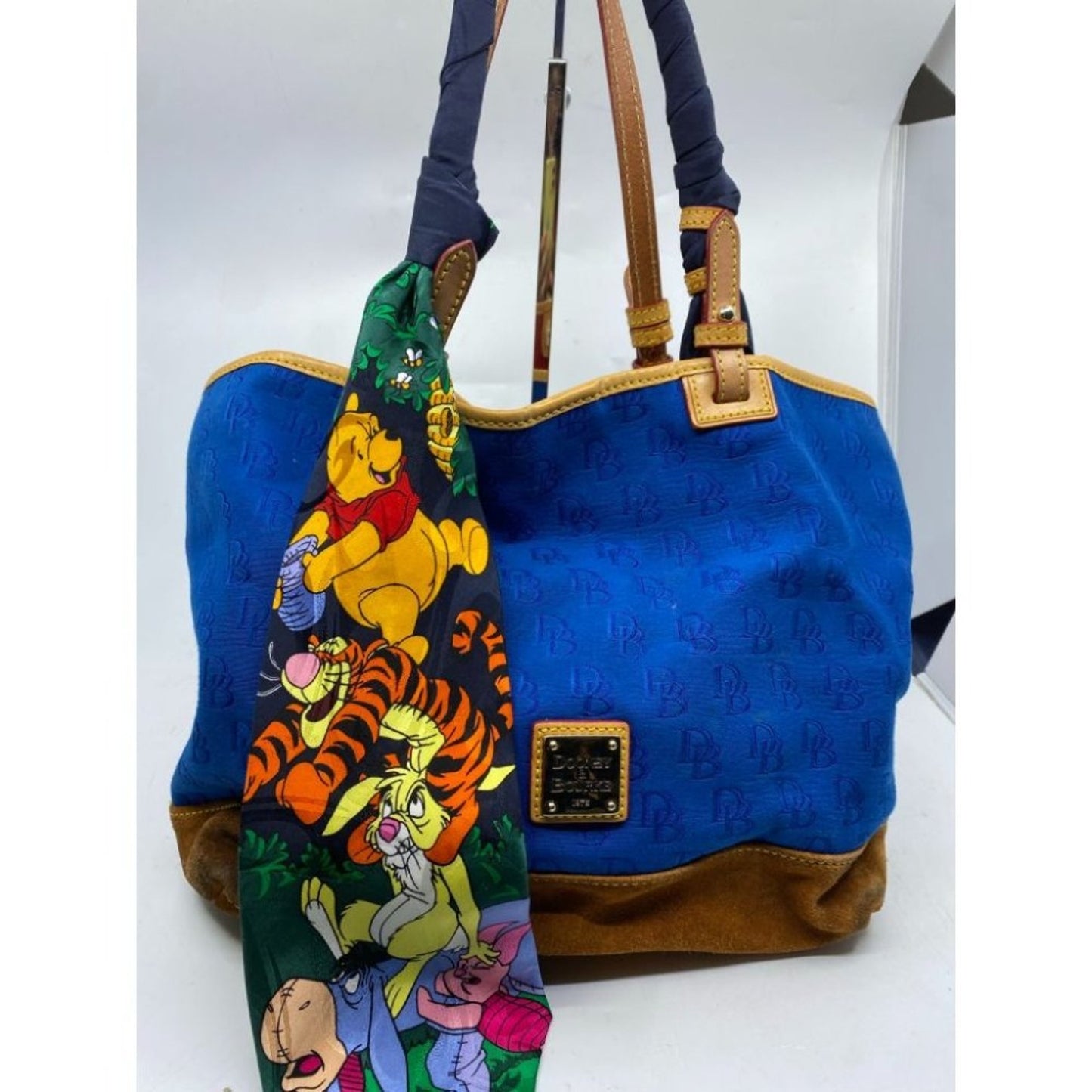 Dooney & BOURKE Blue Brown Large Fabric Tote Bag