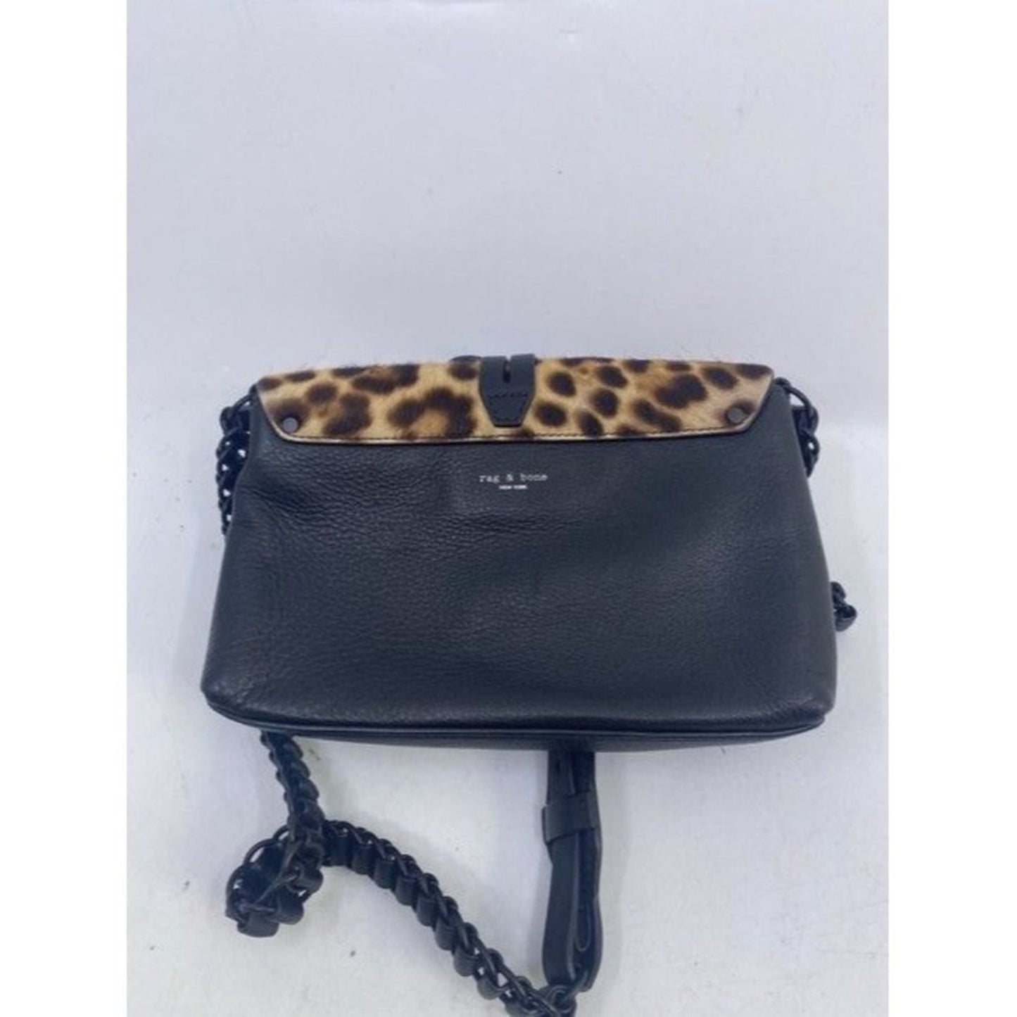Rag And Bone Mini Enfield Genuine Calf Hair Leapord Leather Cross Body B…