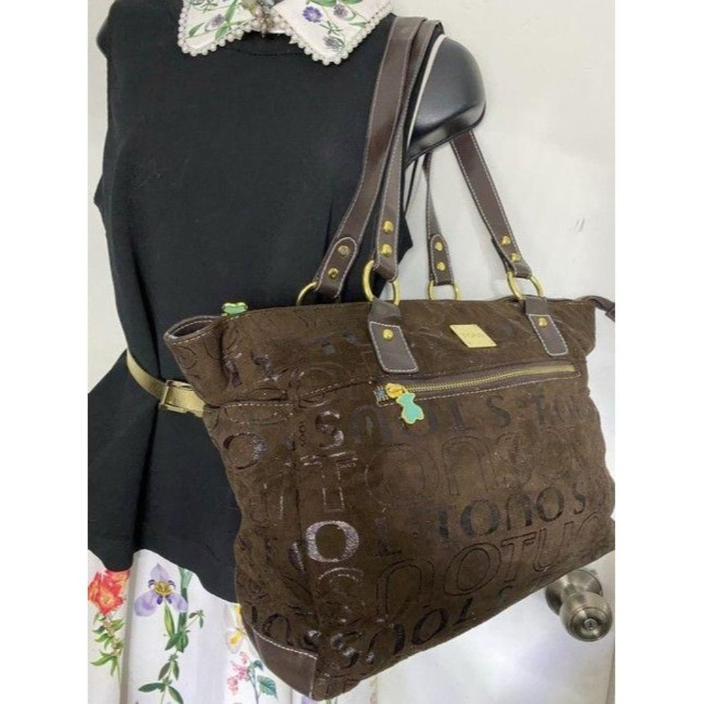 tous msrp brown suede leather cross body bag